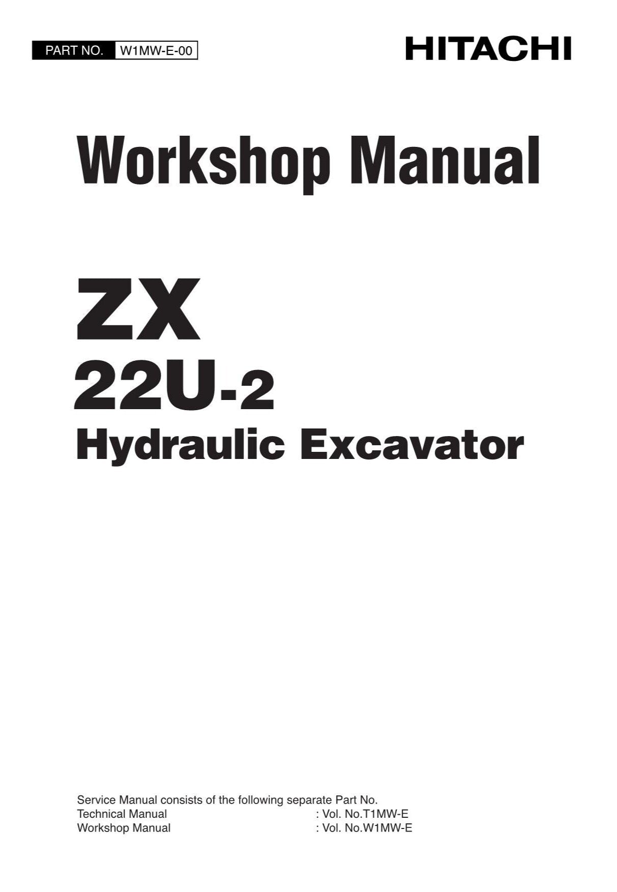 Manual de servicio y reparación de la excavadora Hitachi ZX22U-2