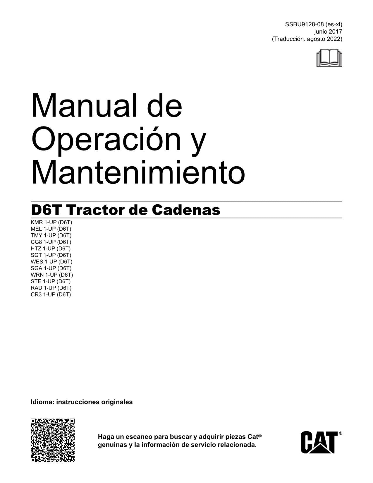 Caterpillar D6T Tractor de Cadenas Manual de Operación y Mantenimiento SSBU9128