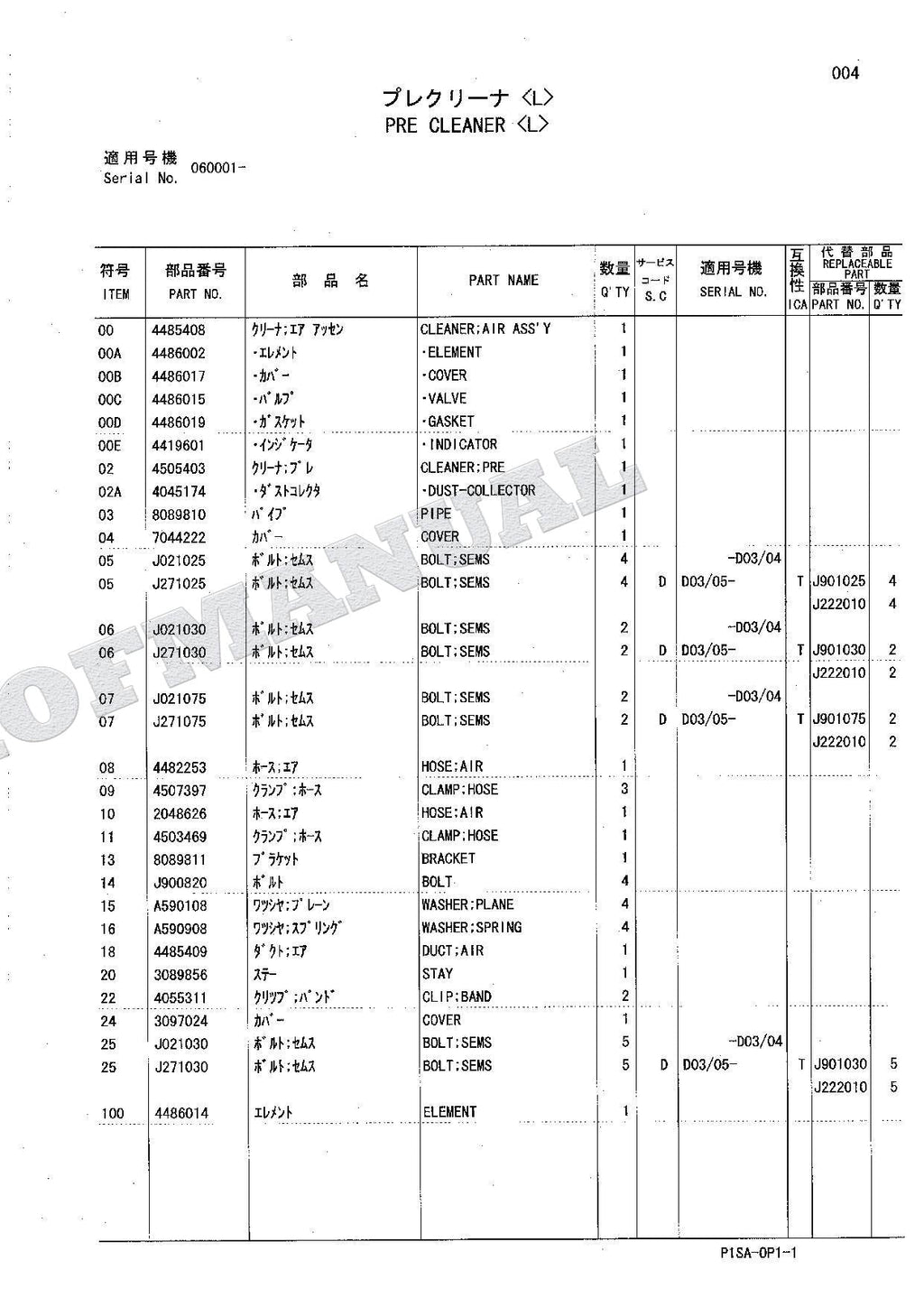 Manual del catálogo de piezas de la excavadora forestal HITACHI ZAXIS ZX130L