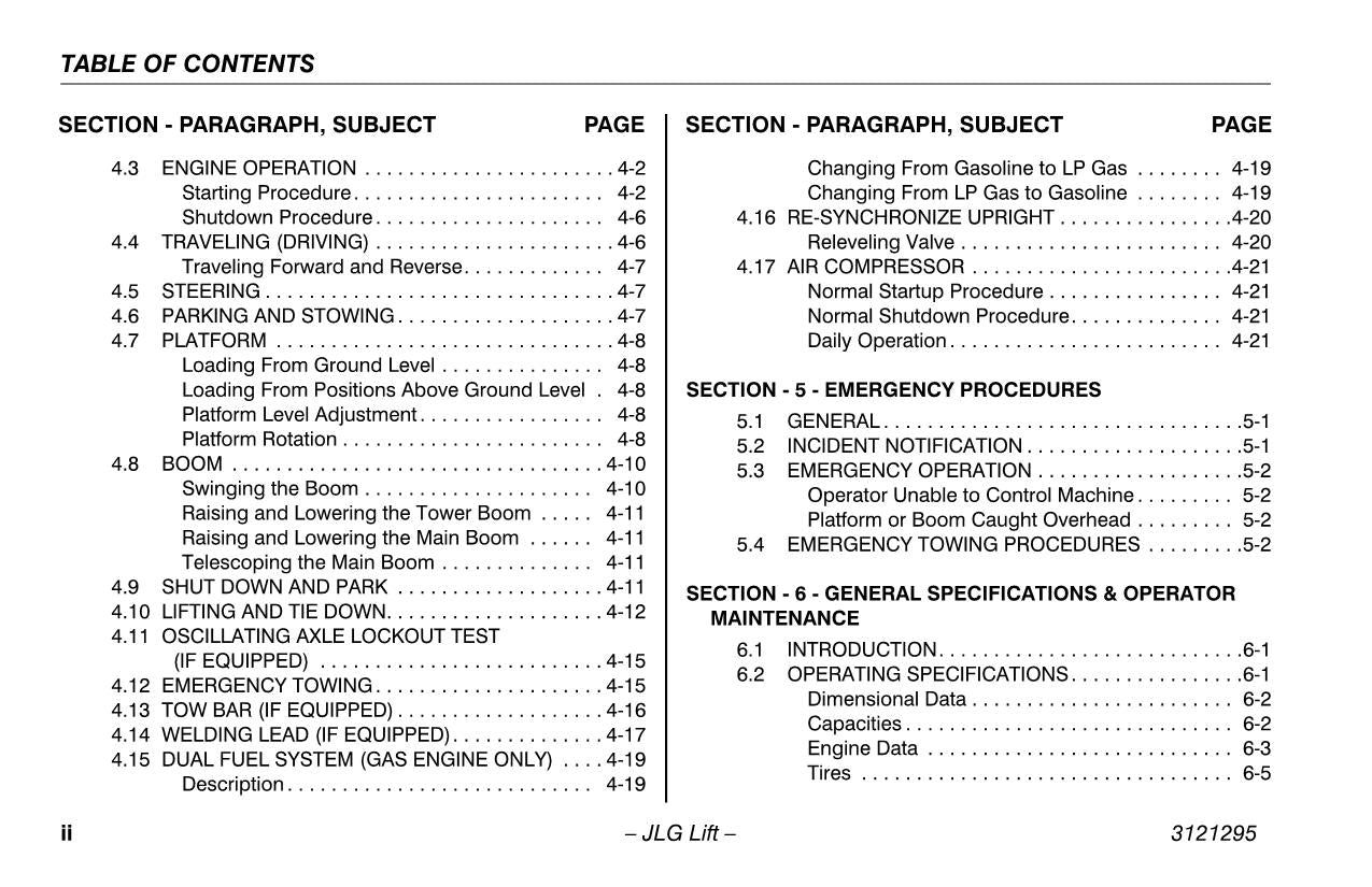 JLG 740AJ Boom Lift Maintenance Operation Operators Manual 3121295