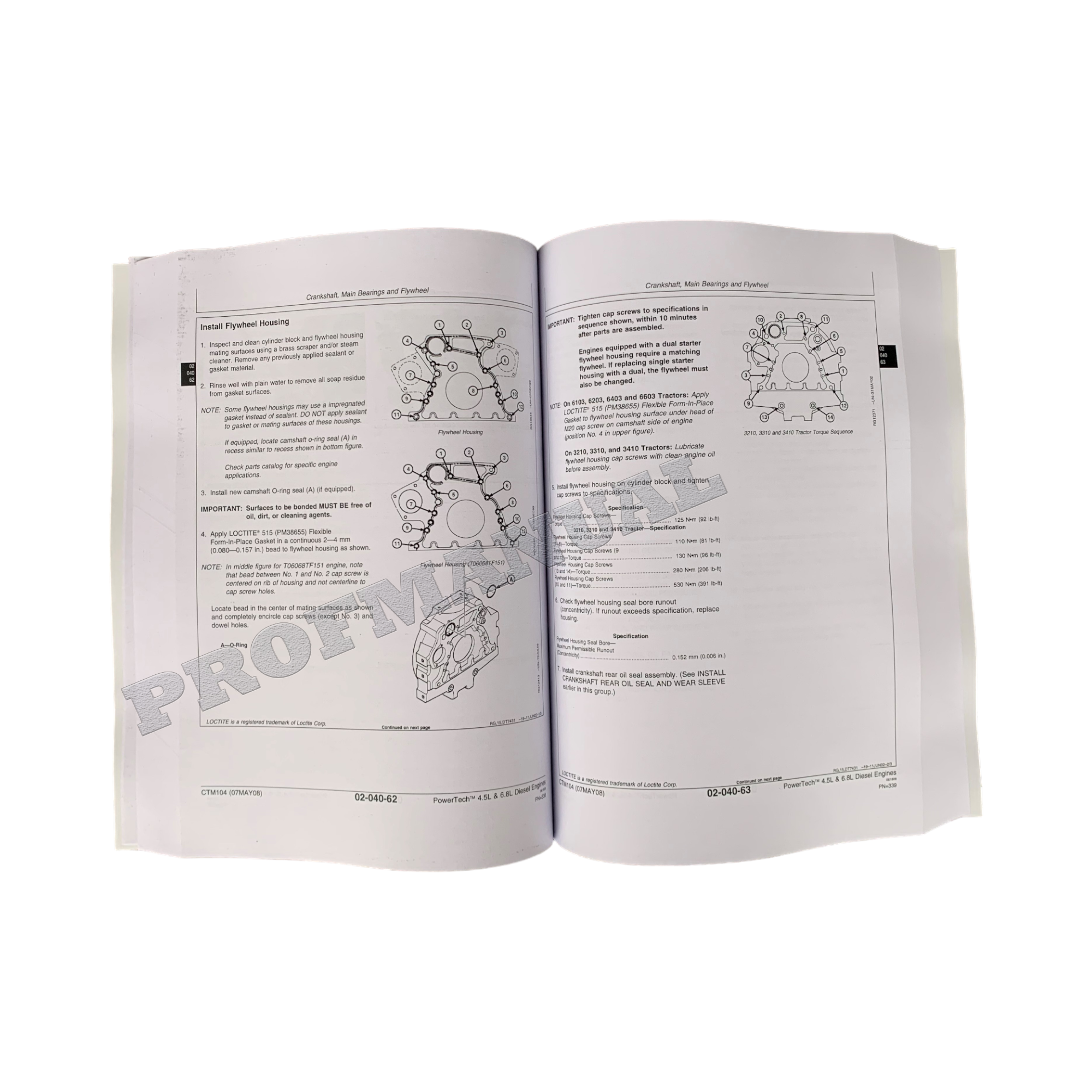John Deere 4045 6068 4.5L 6.8L Motor MANUAL DE SERVICIO Y REPARACIÓN Mundial CTM104