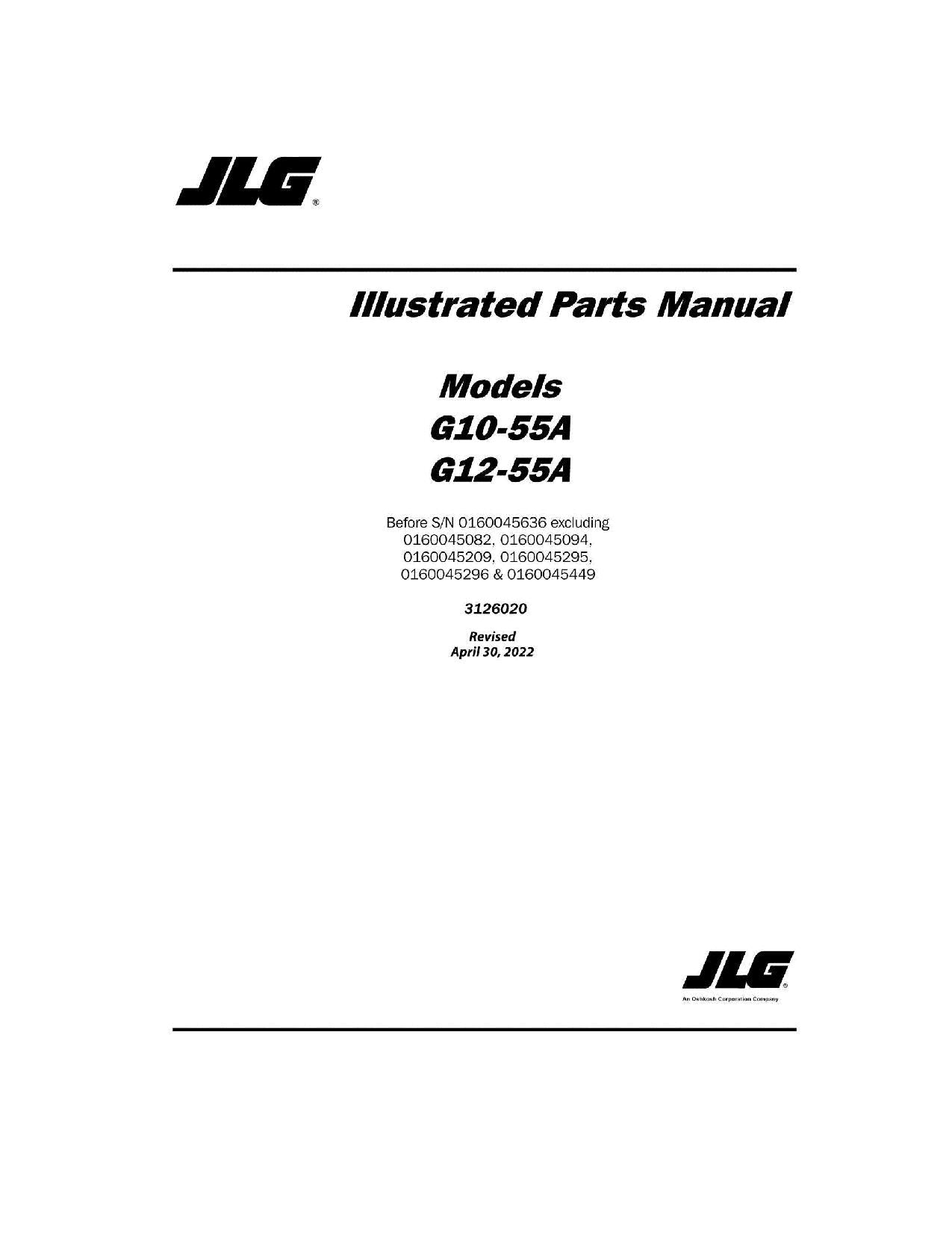 Catálogo de piezas del manipulador telescópico JLG G10-55A G12-55A Manual en papel