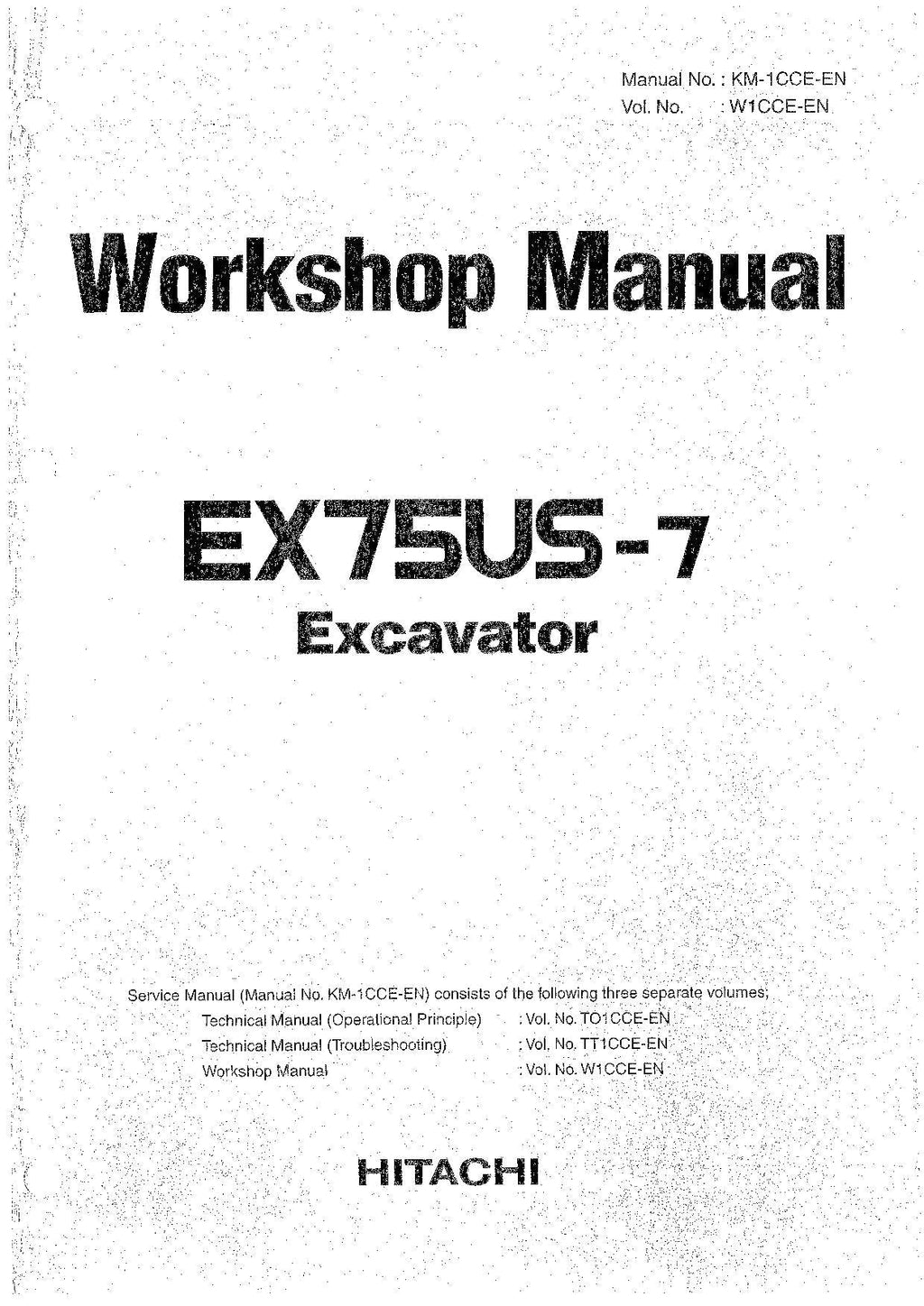 HITACHI EX75US-7 Excavator Workshop Service Manual