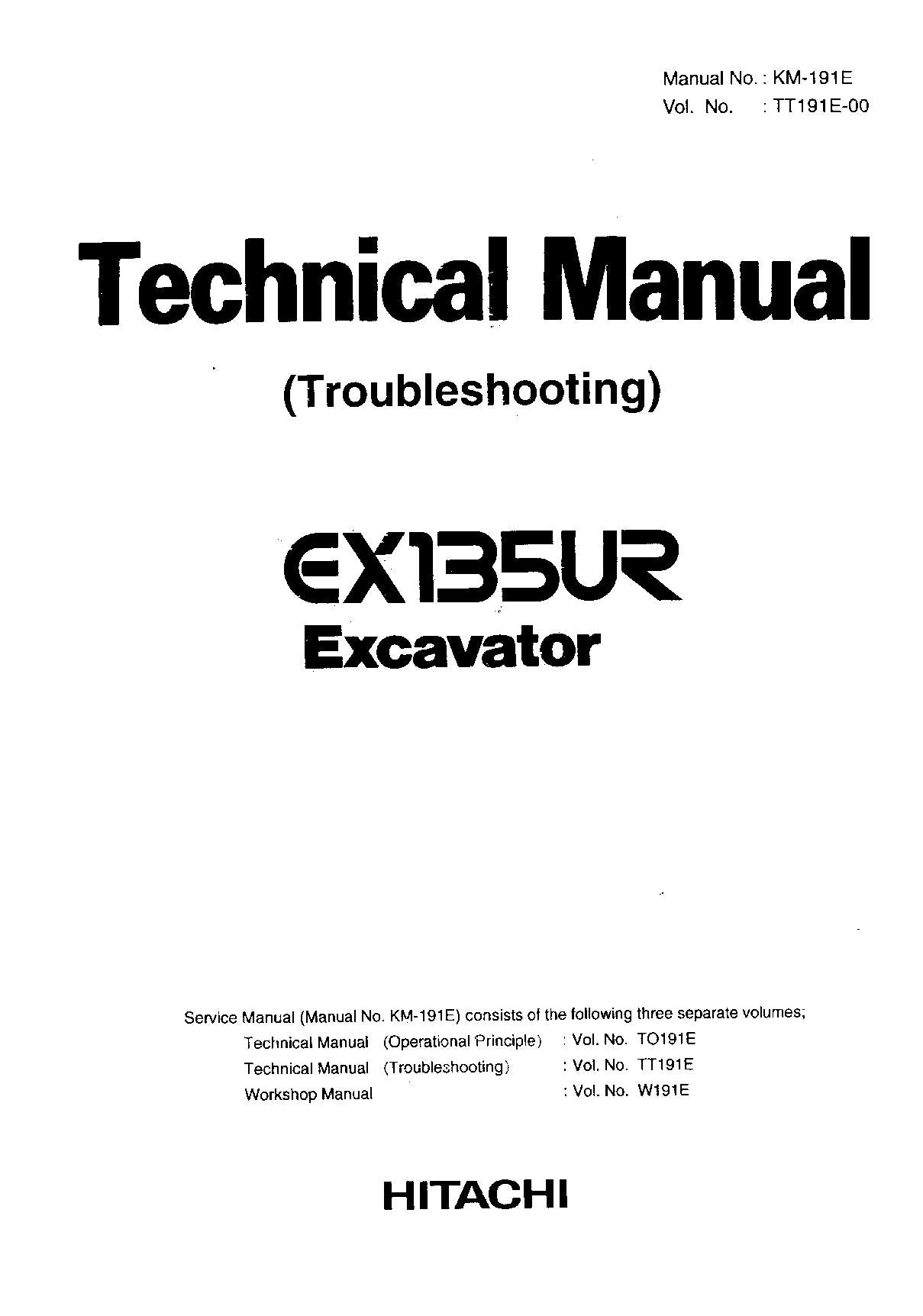 HITACHI EX135UR Excavator Troubleshooting Technical Manual