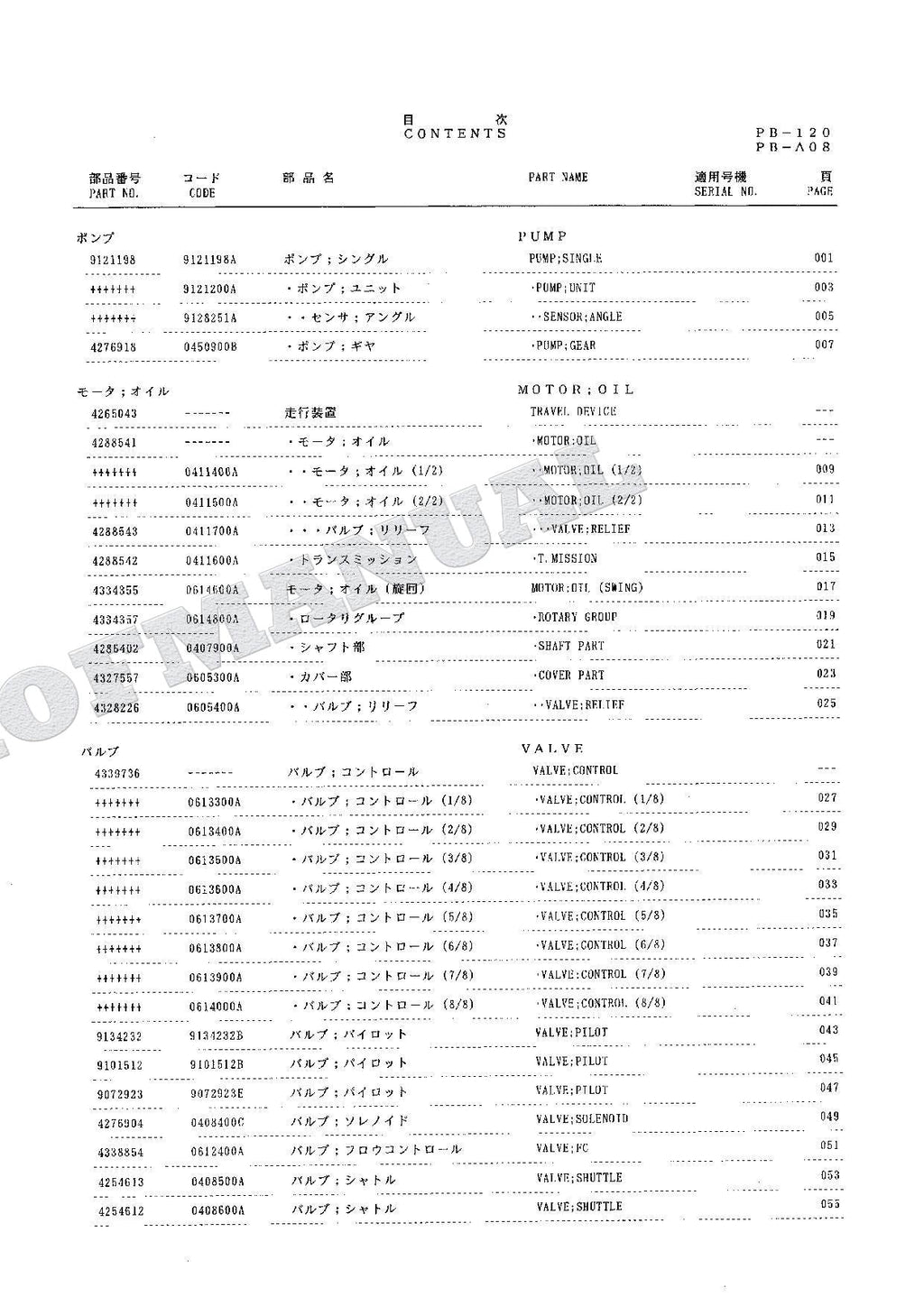 HITACHI EX100M-3 Equipment Component Excavator Parts Catalog Manual