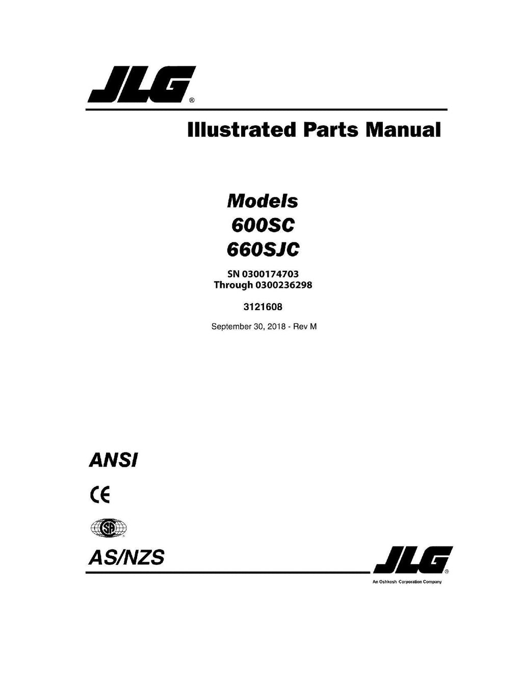 Manual del catálogo de piezas del elevador de pluma JLG 600SC 660SJC