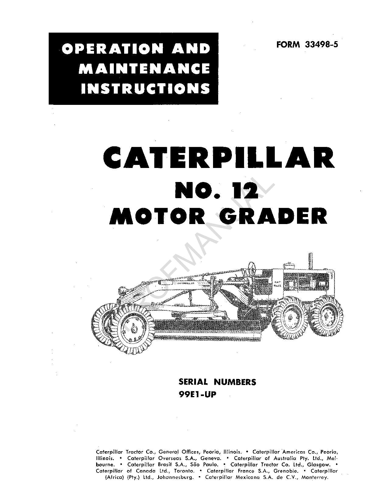 Manual de mantenimiento del operador de la motoniveladora Caterpillar 12 00033498EN-US