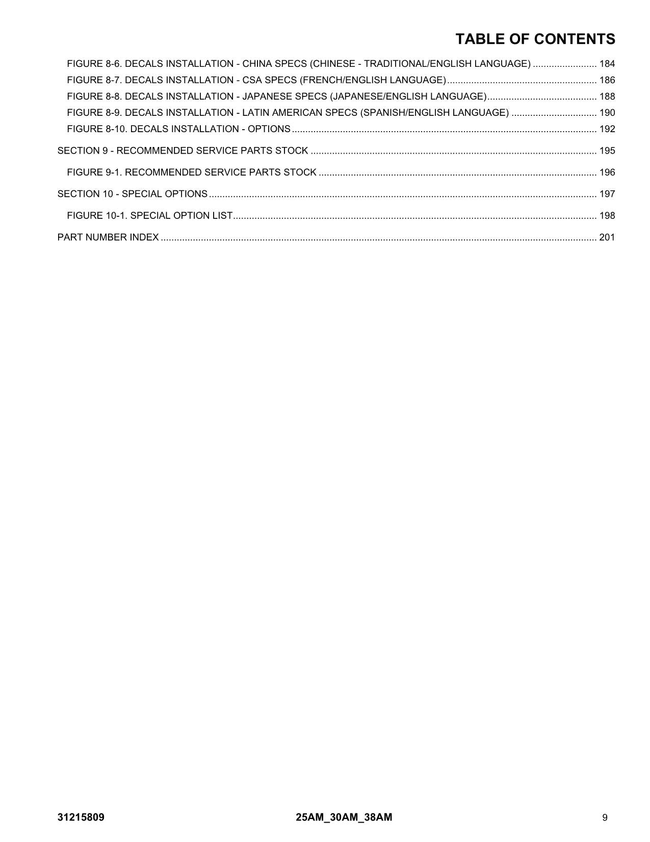 JLG 25AM 30AM 38AM  Vertical Mast Parts Catalog Manual