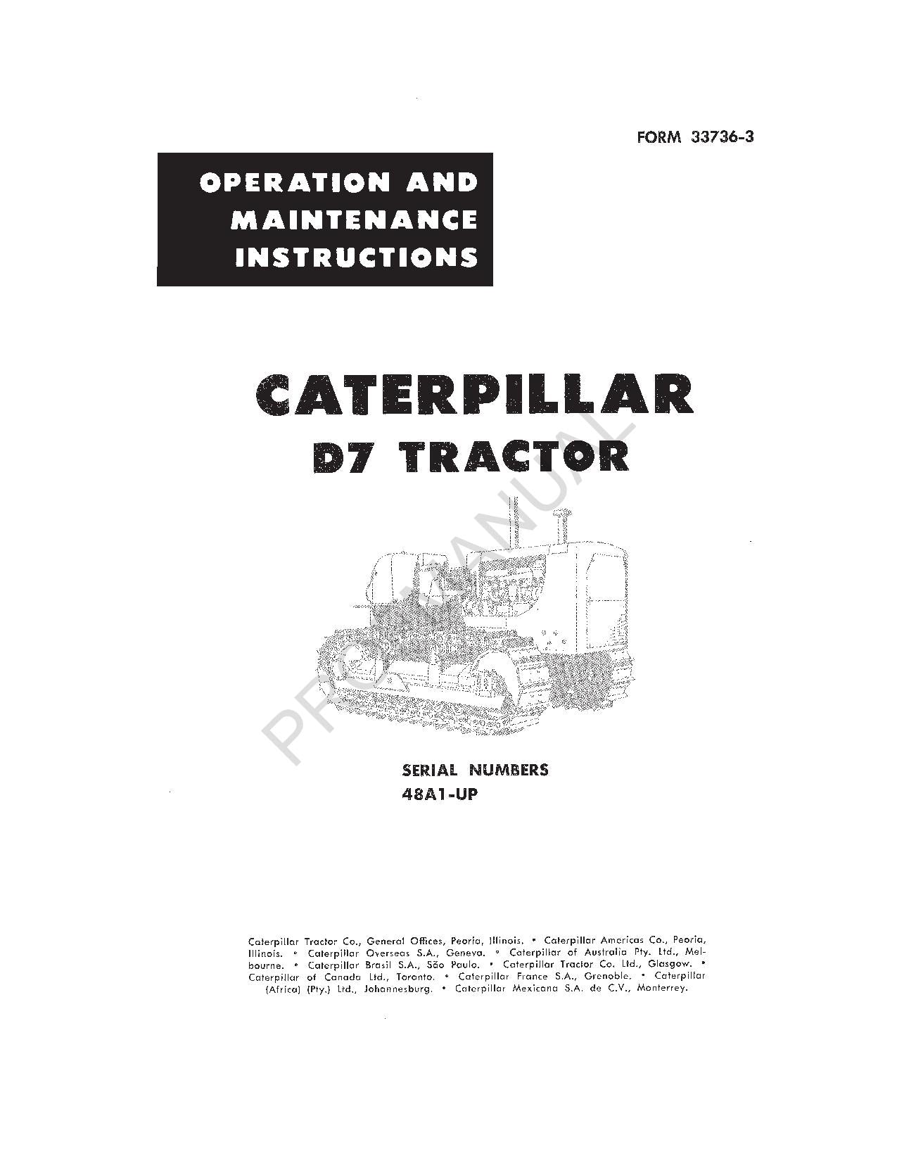 Manual de mantenimiento del operador del tractor Caterpillar D7 00033736ES-ES