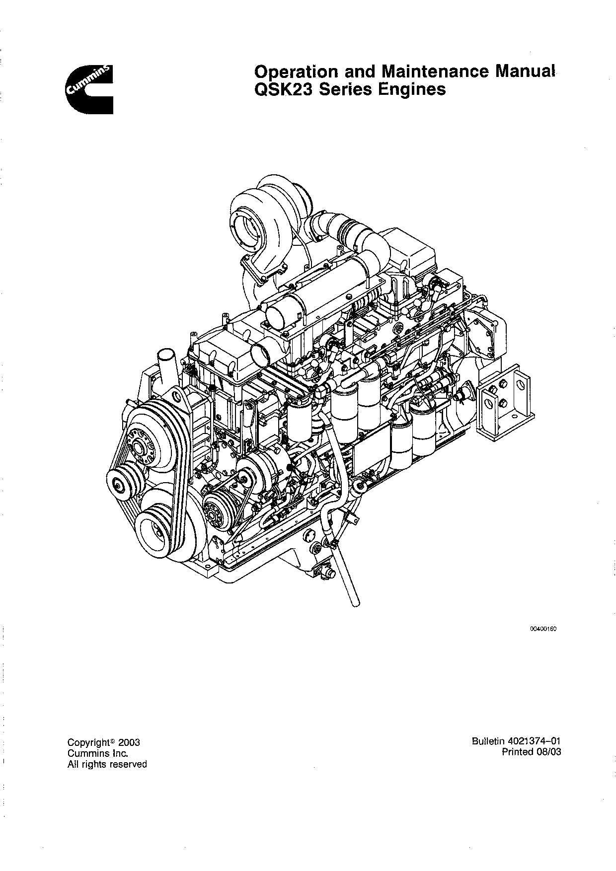 Manual de operación y mantenimiento del motor Hyundai CUMMINS QSK23