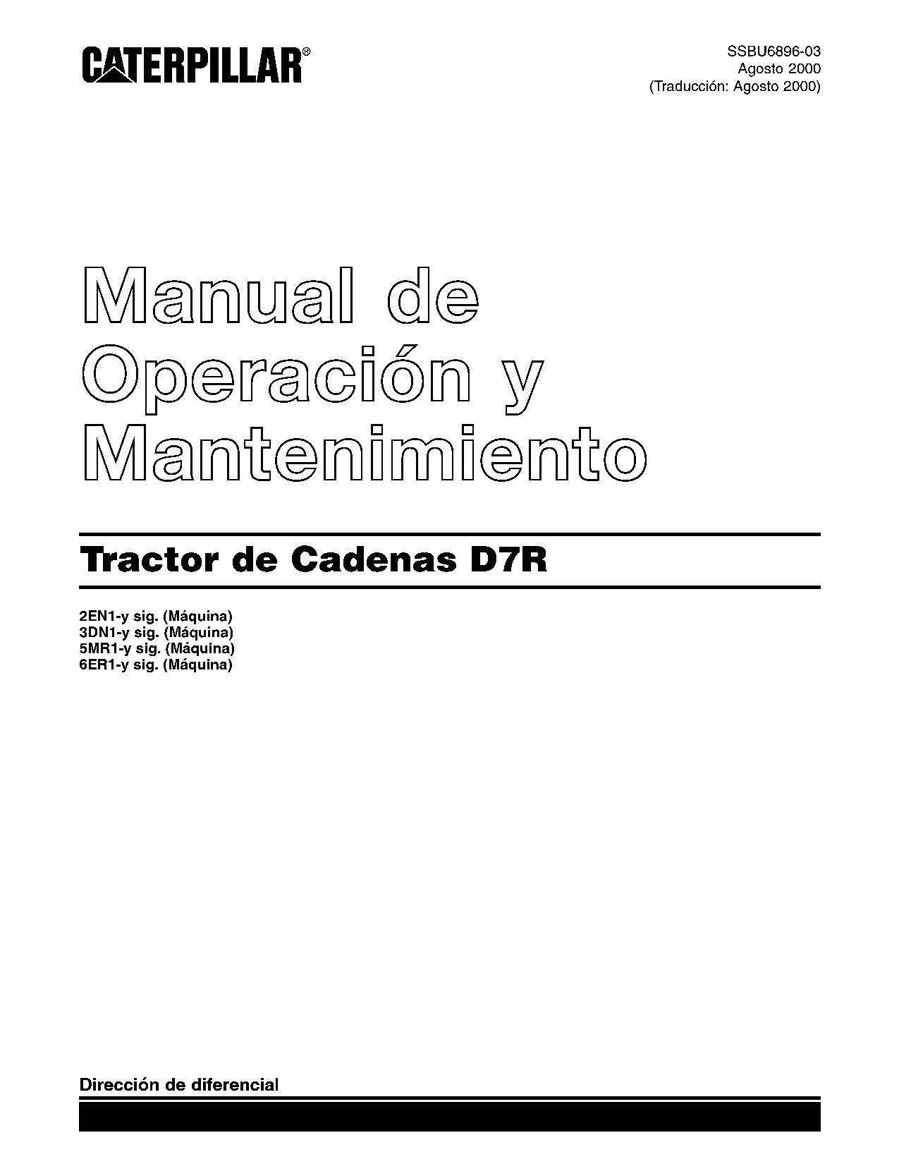 Caterpillar D7R Tractor de Cadenas Manual de Operación y Mantenimiento SSBU6896