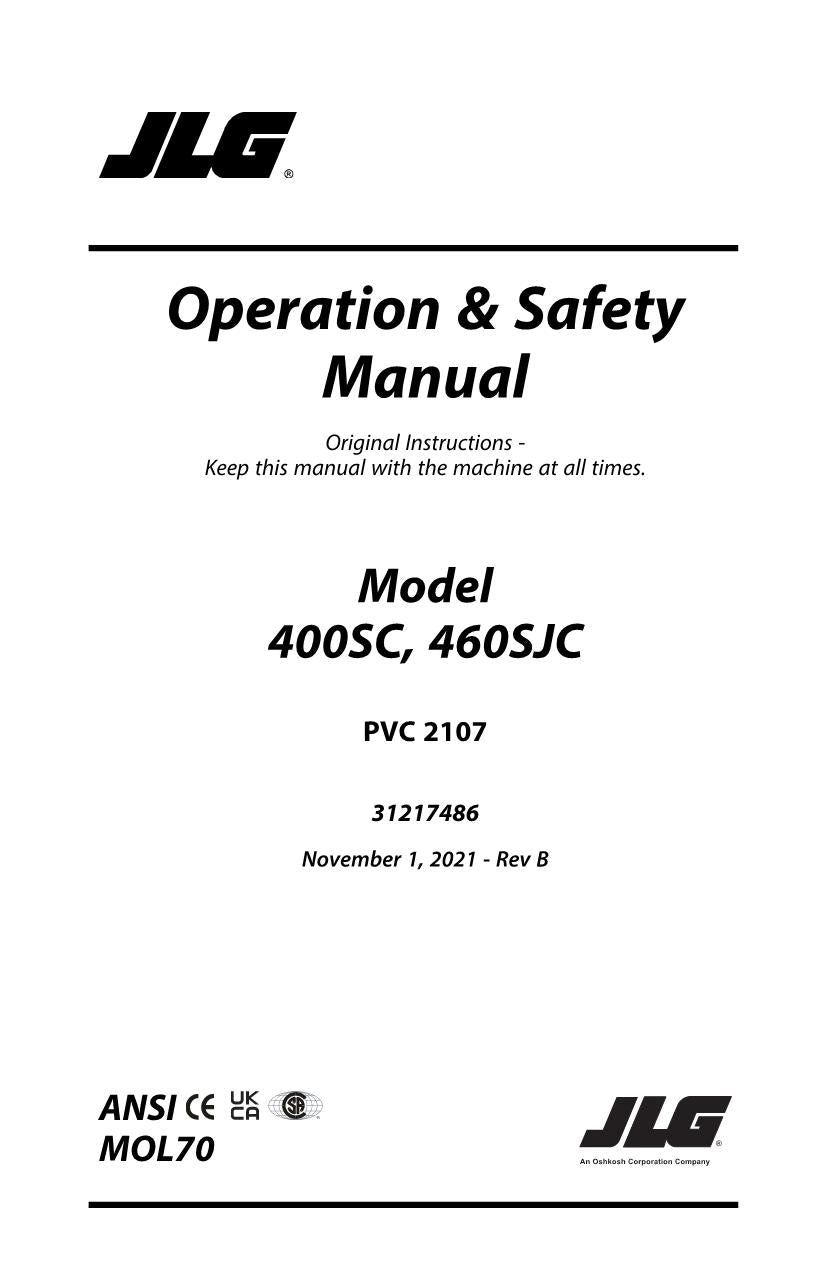 Manual del operador de mantenimiento y operación de plataformas elevadoras JLG 400SC 460SJC 31217486