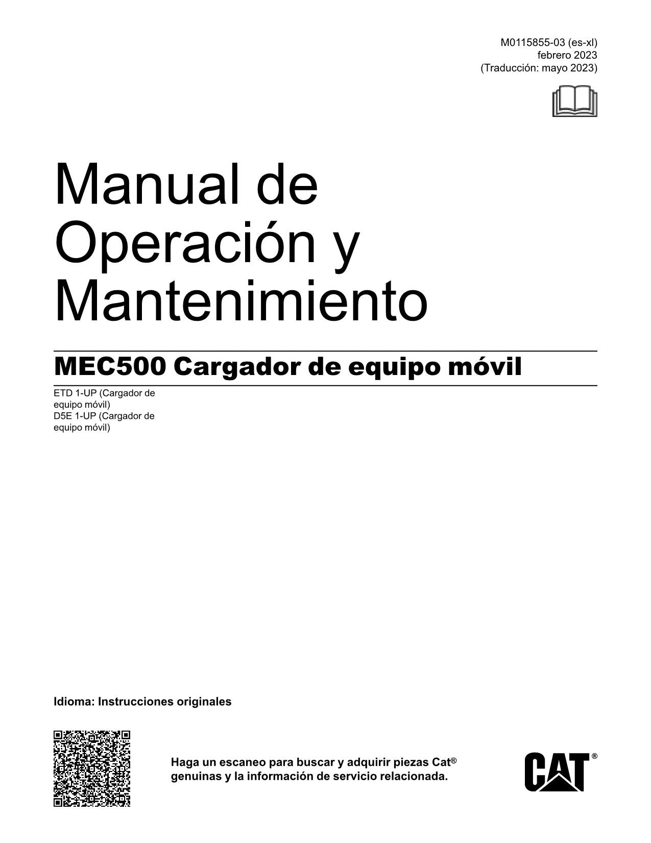 Caterpillar MEC500 Maquinaria subterránea Manual de Operación y Mantenimiento