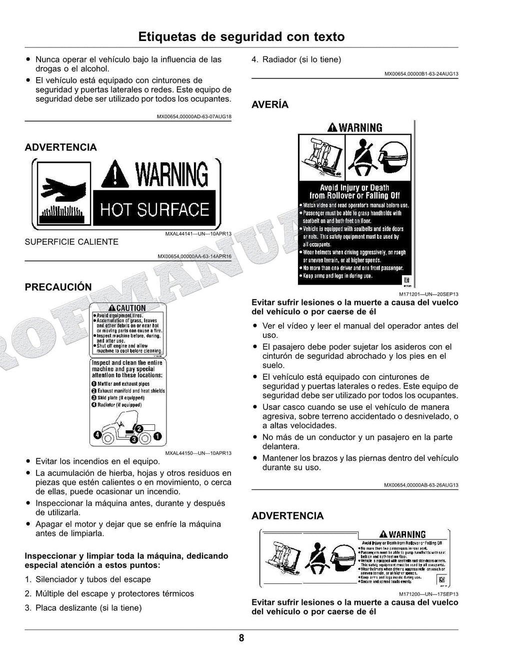 John Deere XUV825M S4 cocodrilo Manual del Operador Español OMUC23886