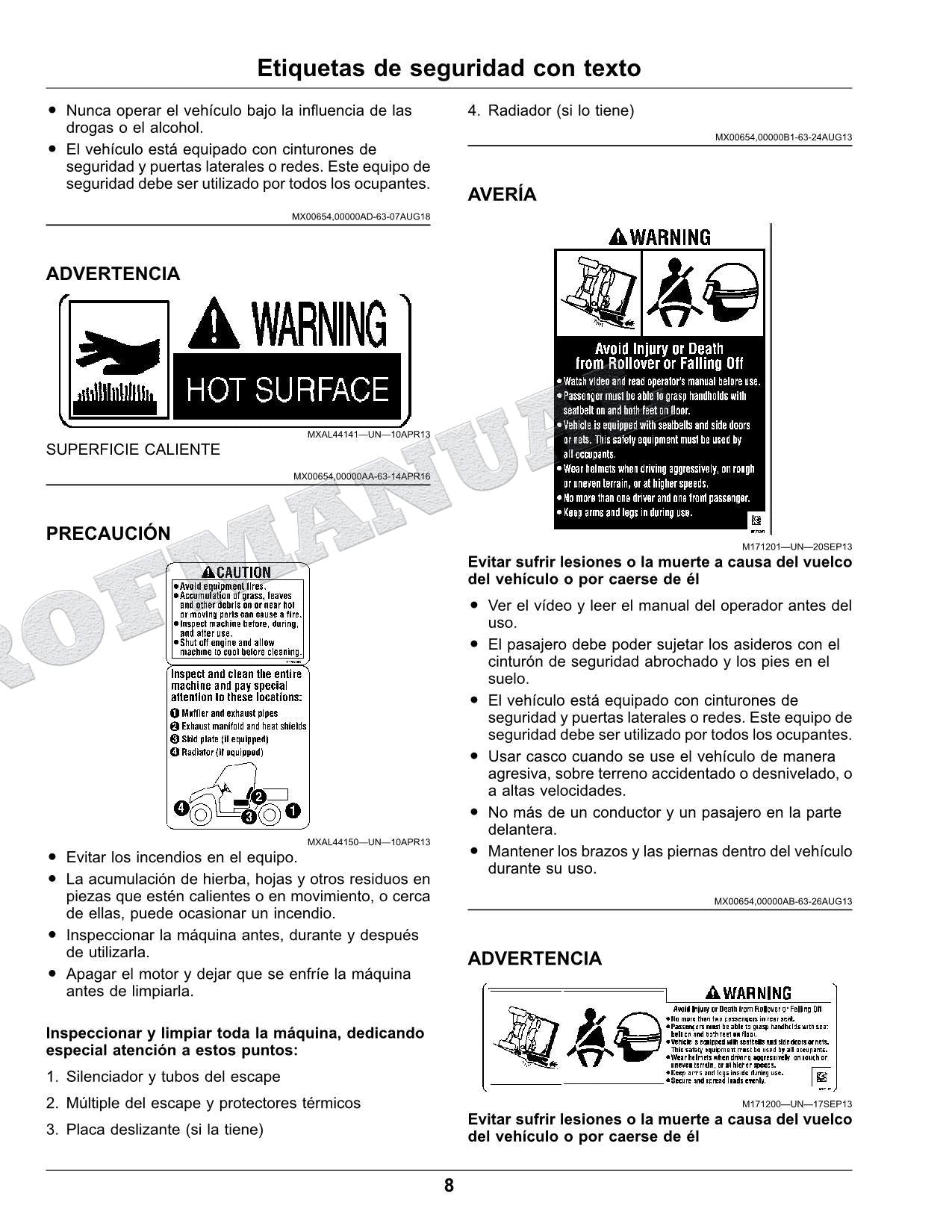 John Deere XUV825M S4 cocodrilo Manual del Operador Español OMUC23886