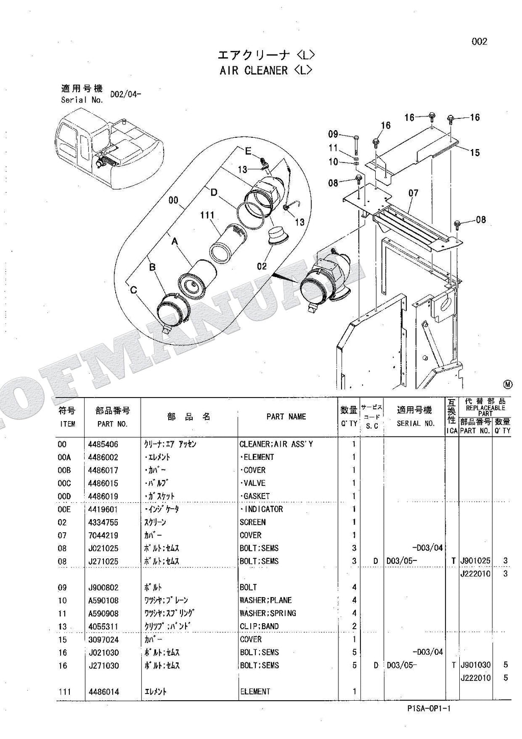 Manual del catálogo de piezas de la excavadora forestal HITACHI ZAXIS ZX130L