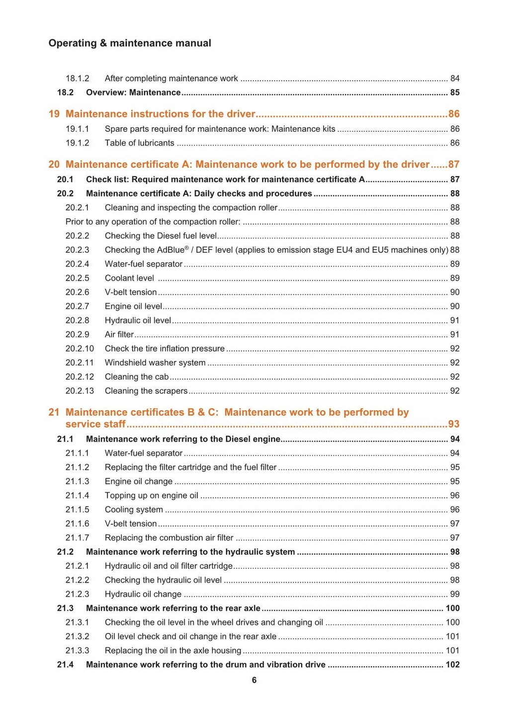 Hyundai HR110 120 140C-9 TIER4F ROAD ROLLER Operators Maintenance Manual