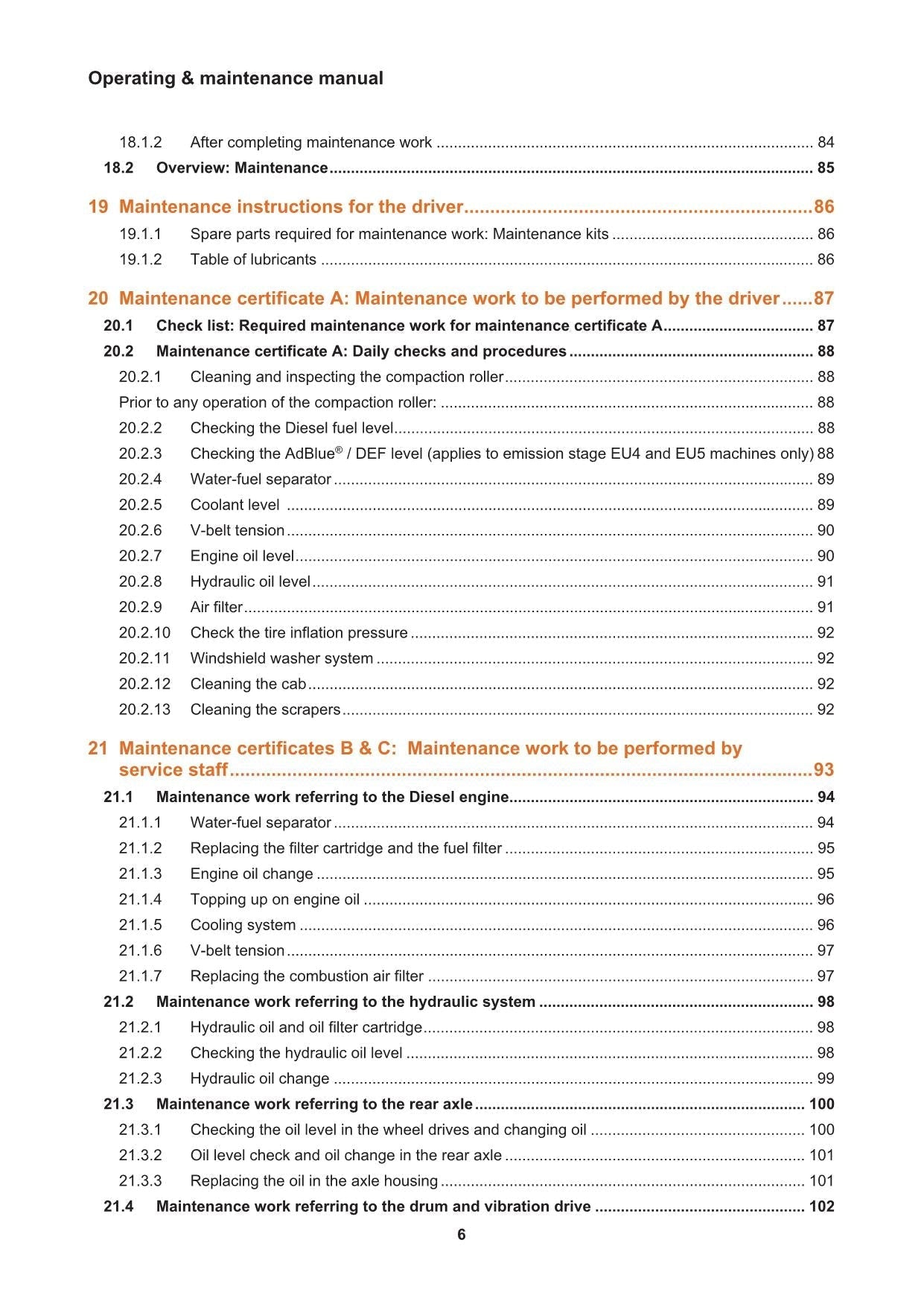 Hyundai HR110 120 140C-9 TIER4F ROAD ROLLER Operators Maintenance Manual