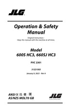 JLG 600S HC3 660SJ HC3 Boom Lift Maintenance Operation Operators Manual 31221503