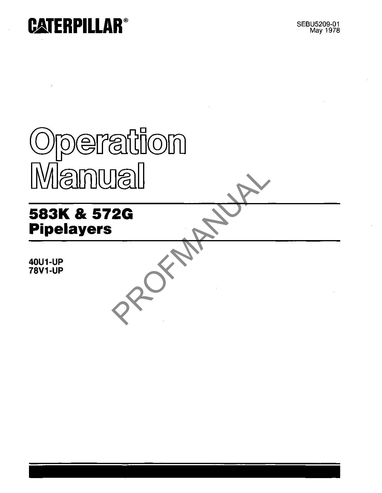 Manual de mantenimiento del operador del tiendetubos Caterpillar 583K 572G 40U1-Up 78V1-Up