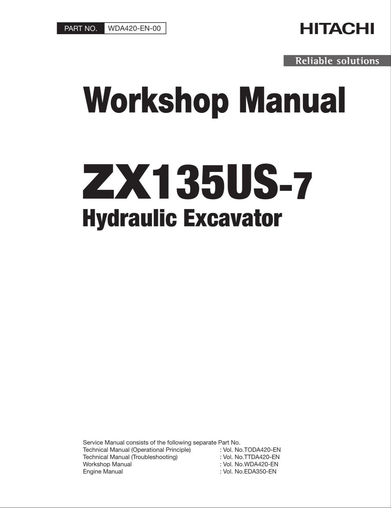 HITACHI ZAXIS ZX135US-7 Excavator Oceanian market Workshop Service Manual