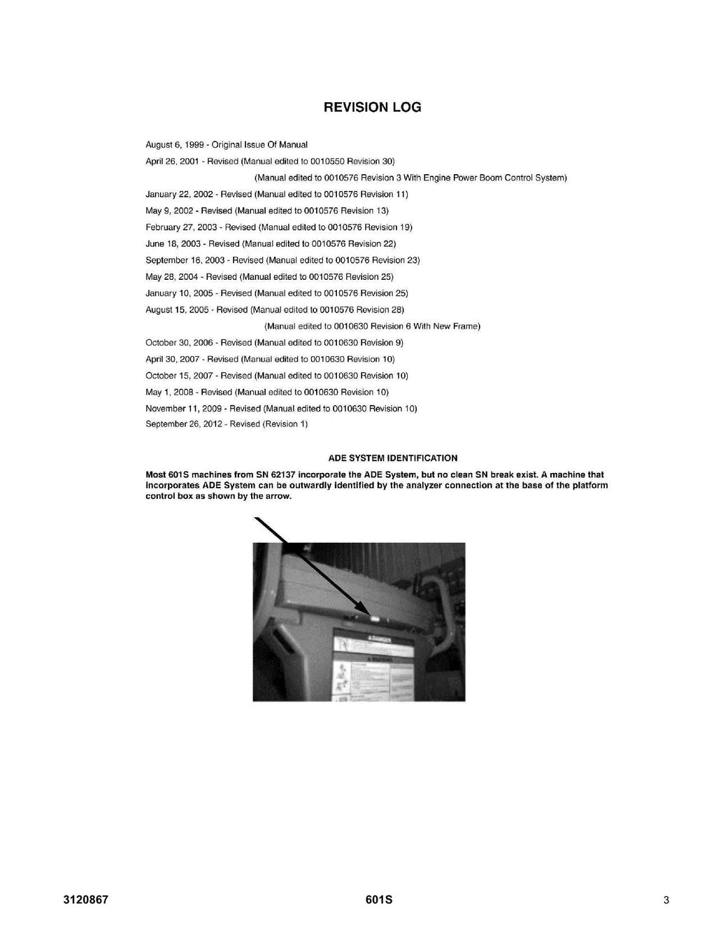 Manual del catálogo de piezas del elevador de pluma JLG 601S