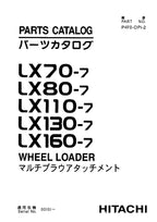 Hitachi LX70-7 LX80-7 LX110-7 Multi Plow Attachment Parts Catalog Manual
