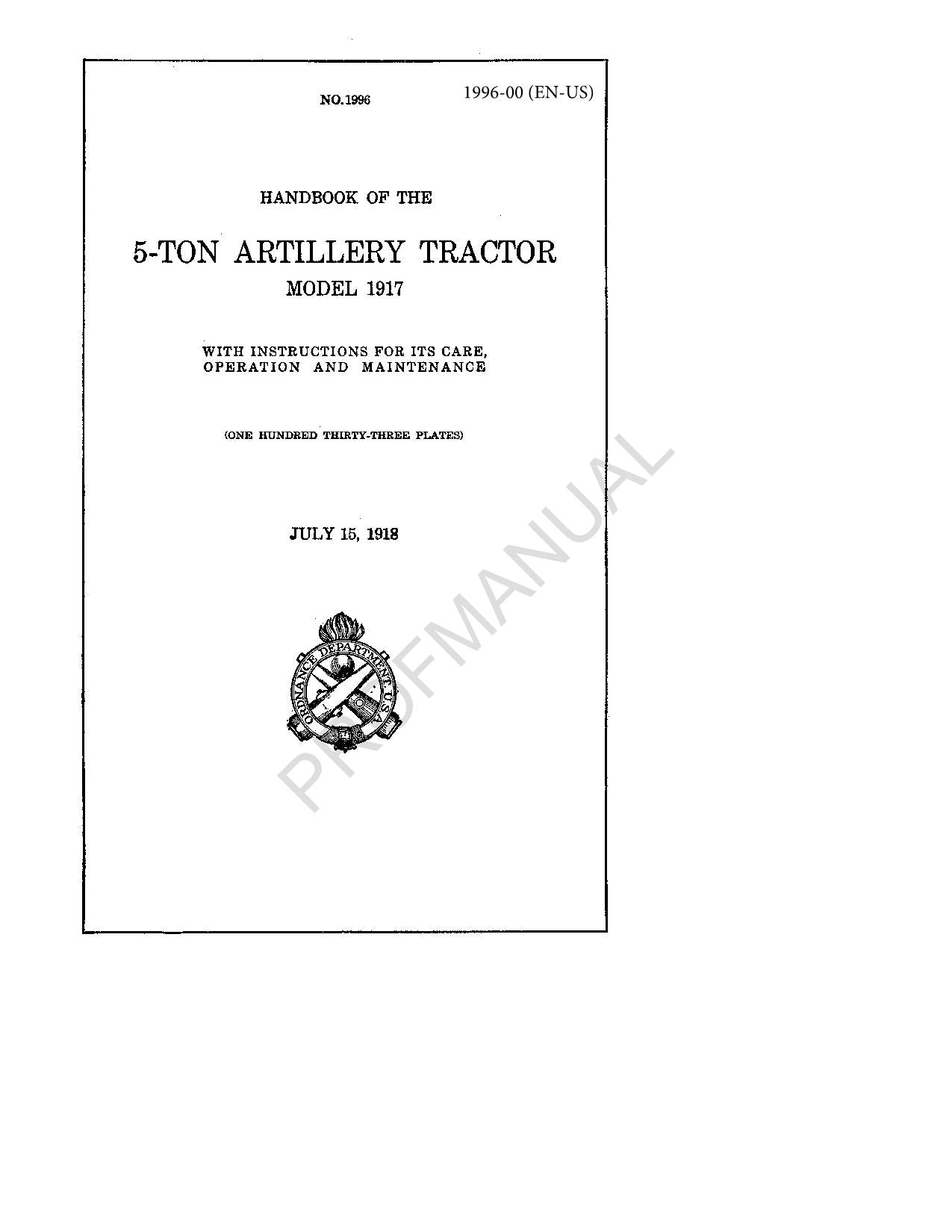 Manual de mantenimiento del operador del modelo de tractor de artillería Caterpillar de 5 toneladas