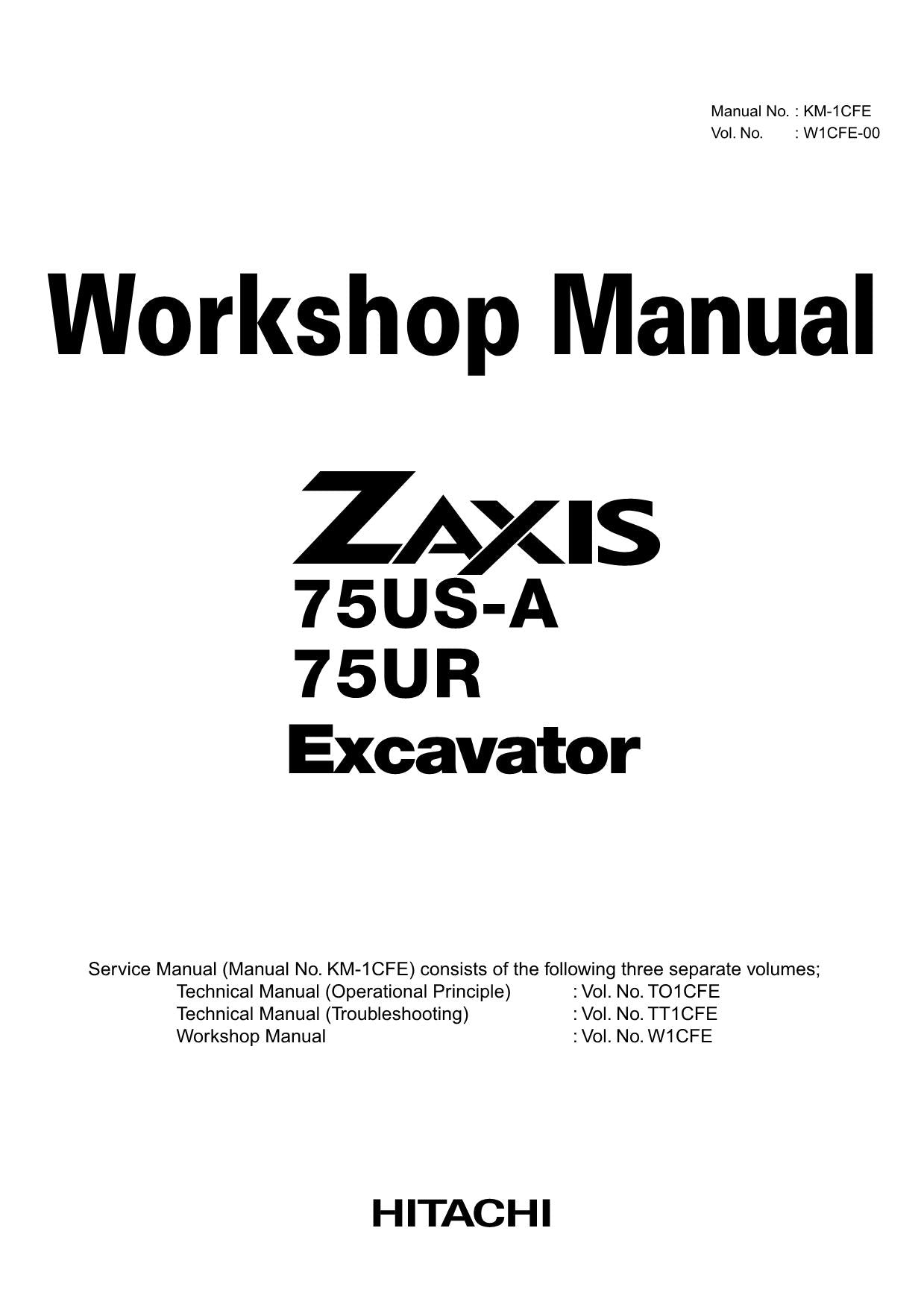 HITACHI ZAXIS ZX75US-A ZX75UR Excavator Workshop Service Manual