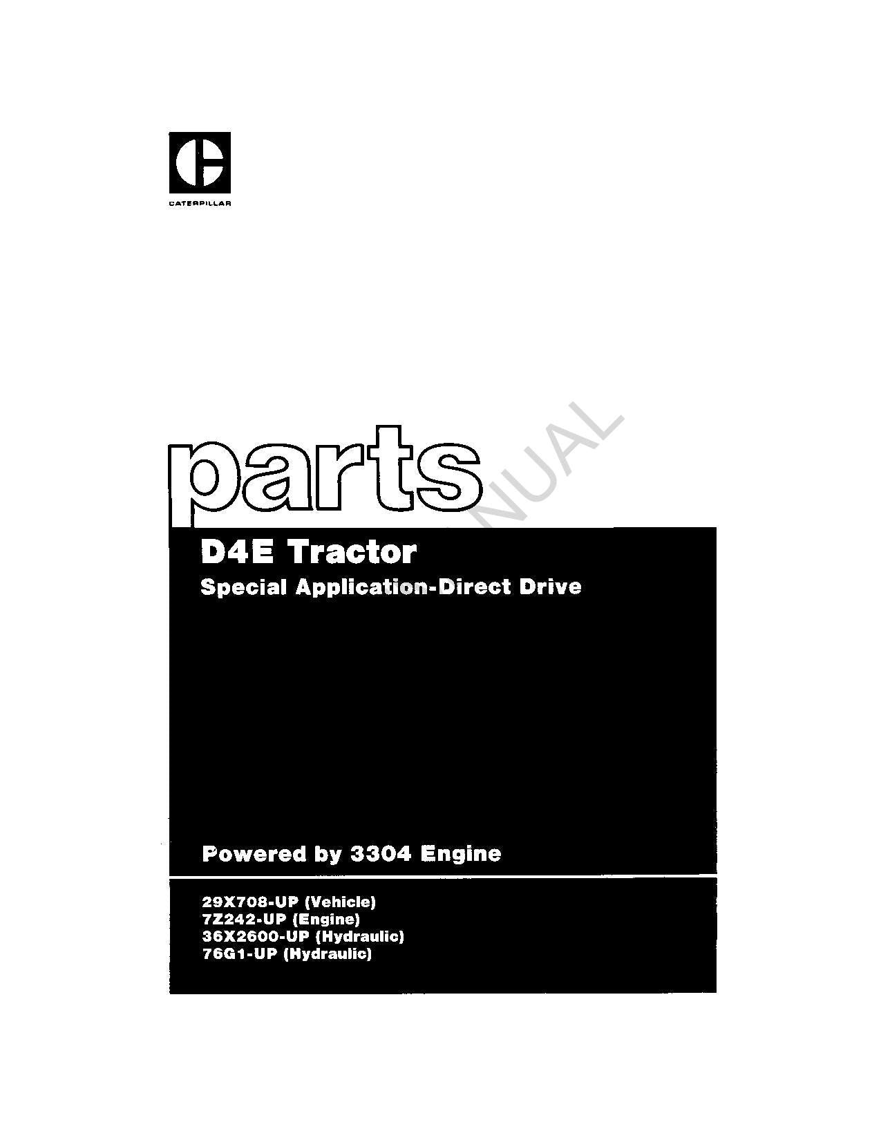 Manual del catálogo de piezas de transmisión directa para aplicaciones especiales del tractor Caterpillar D4E