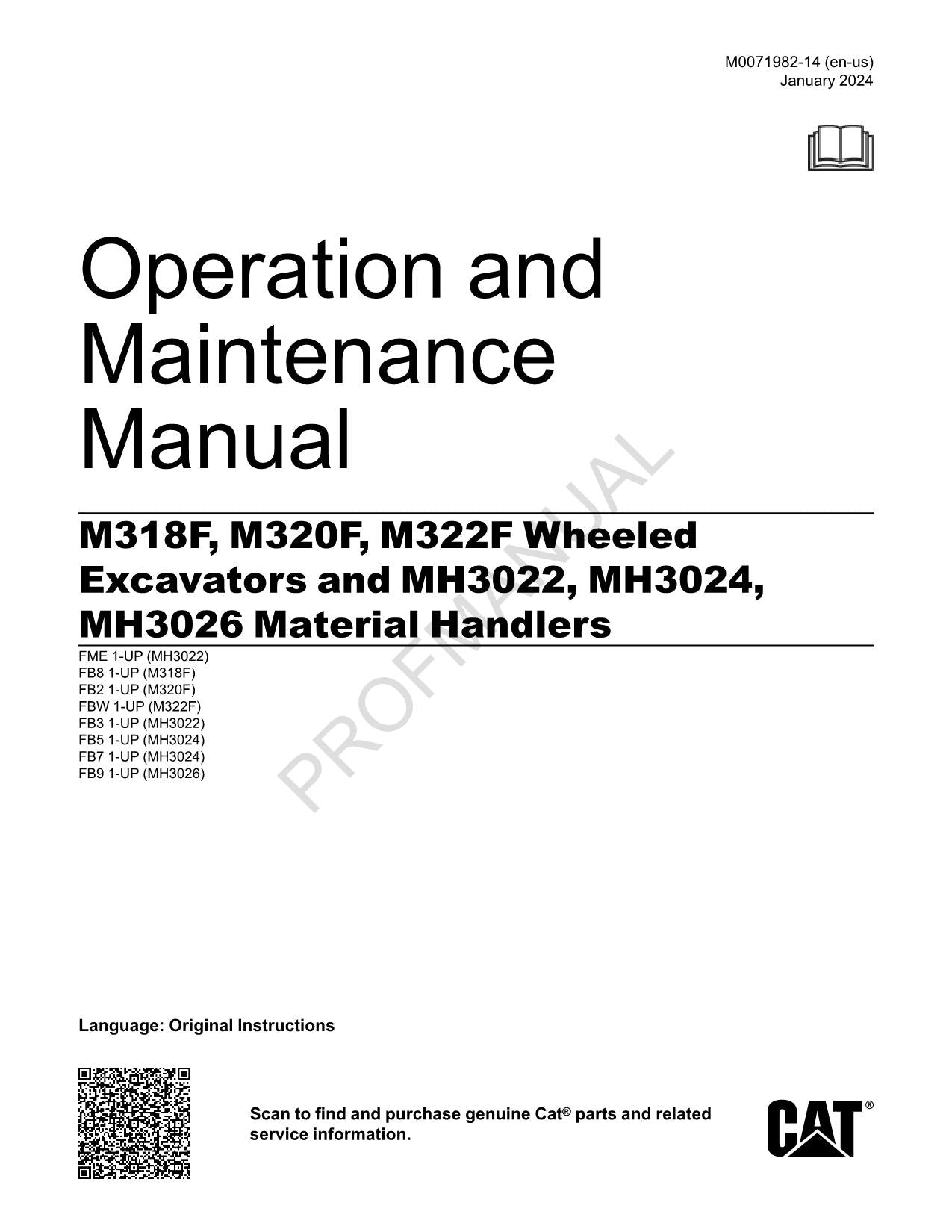 Caterpillar MH3022 MH3024 MH3026 Material Hlers Operators Maintenance Manual