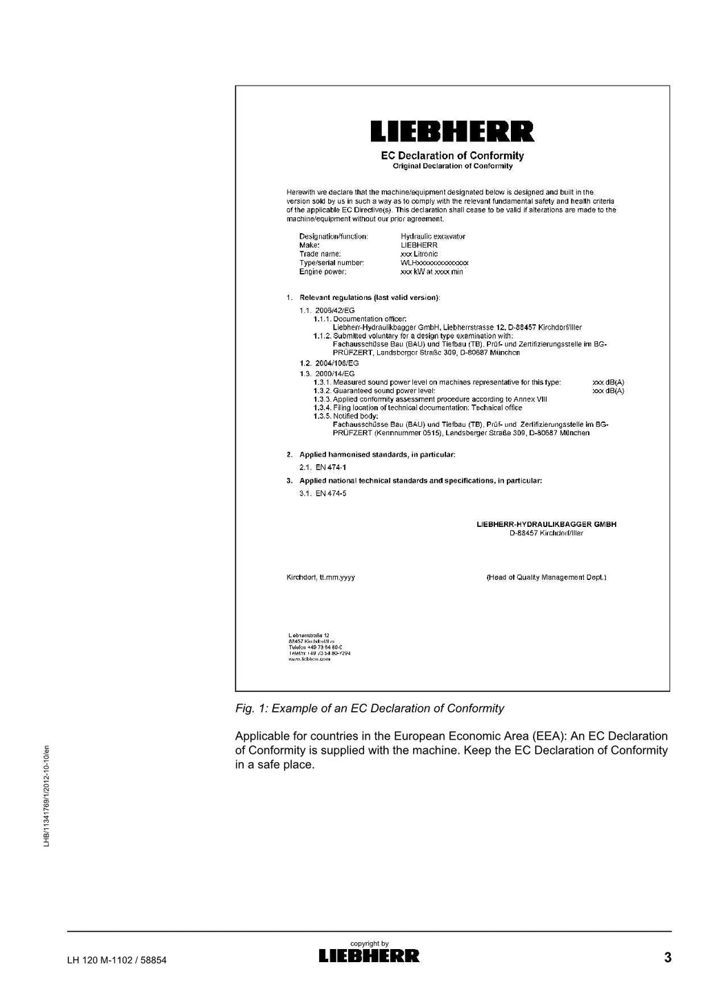 Liebherr LH120 M Excavator Operators manual