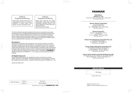 HITACHI 3TNV 4TNV ENGINE SERVICE MANUAL 0BTN4G00200