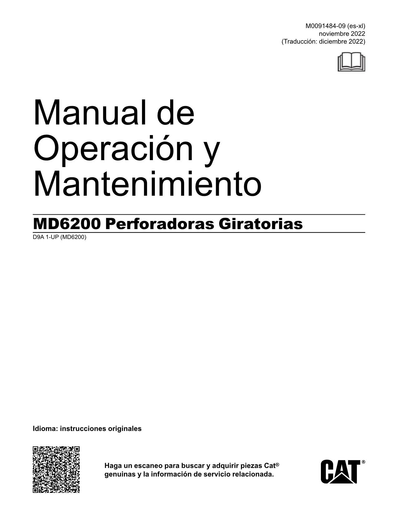 Caterpillar MD6200 Perforadora Giratoria Manual de Operación D9A1-up Español