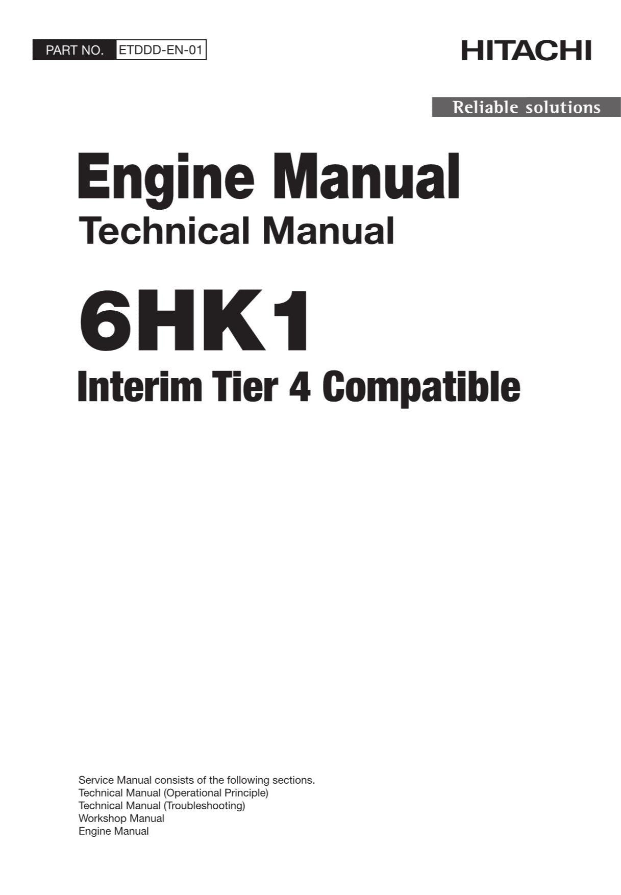 Hitachi 6HK1 Tier 4 Operat Troubleshoot Workshop Engine Service Manual Schemes
