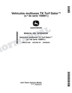 John Deere TX Turf Gator Kawasaki FJ400 Gas Engine cocodrilo Manual del Operador