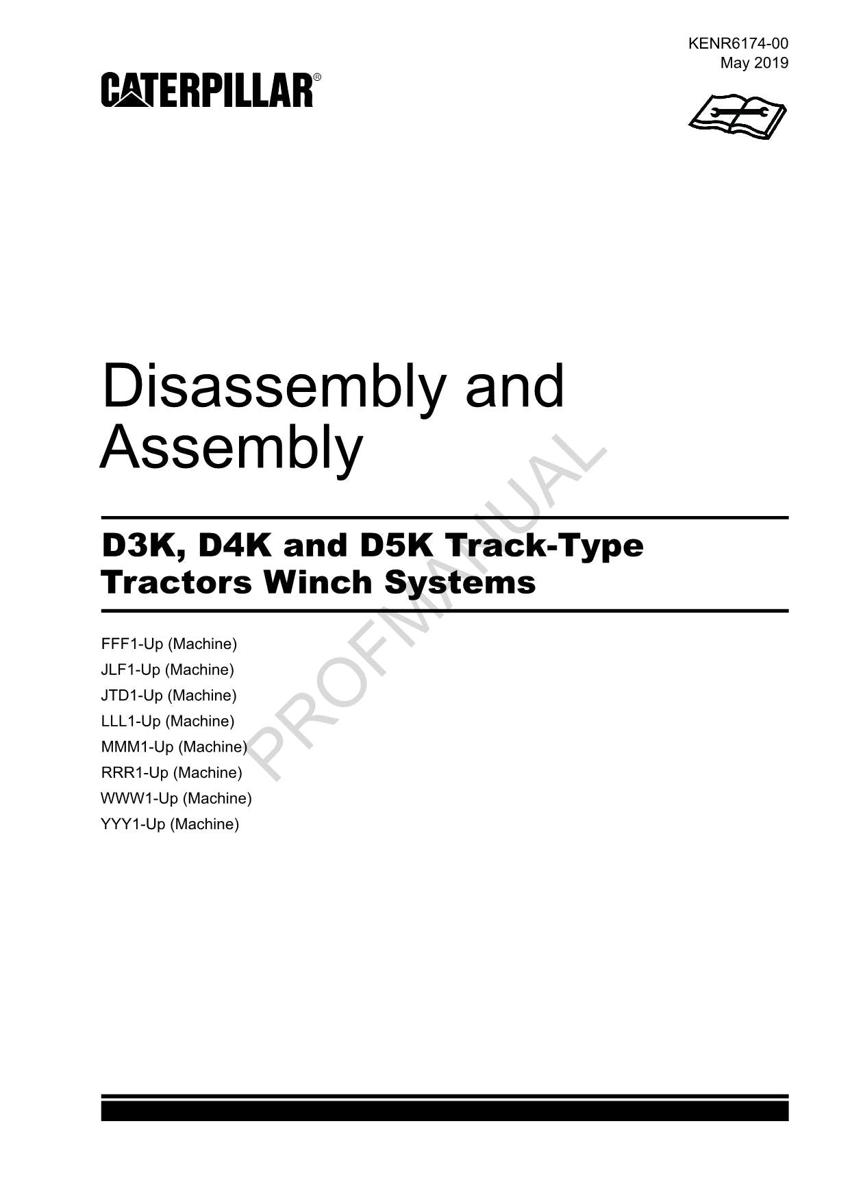 Caterpillar D3K D4K D5K Track Type Tractor Winch SYS Manual Disassembly Assembly