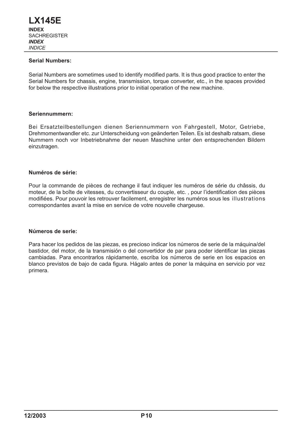 Hitachi LX145E Wheel Loader Parts Catalog Manual SN 391F1001-up