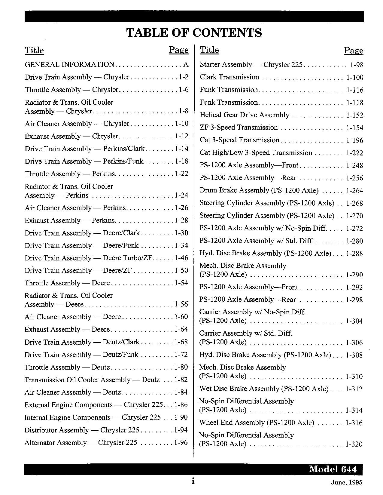 JLG LULL 644 Telehandler Parts Catalog Manual