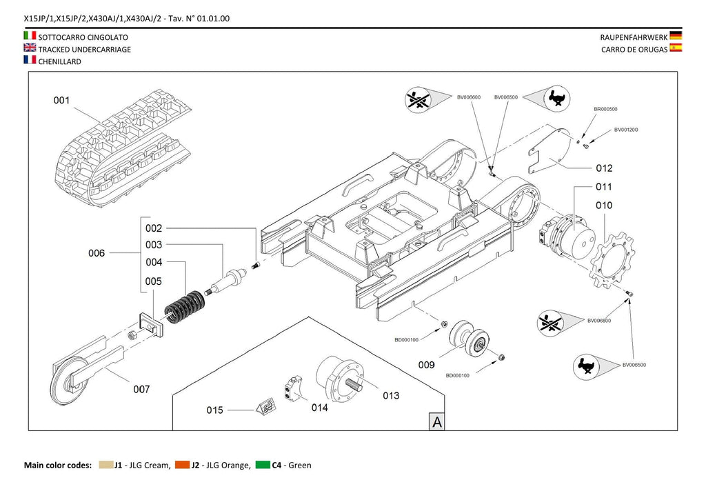 Catálogo de piezas de la pluma sobre orugas compacta JLG GEN1 X15JP GEN1 430AJ Manual en varios idiomas