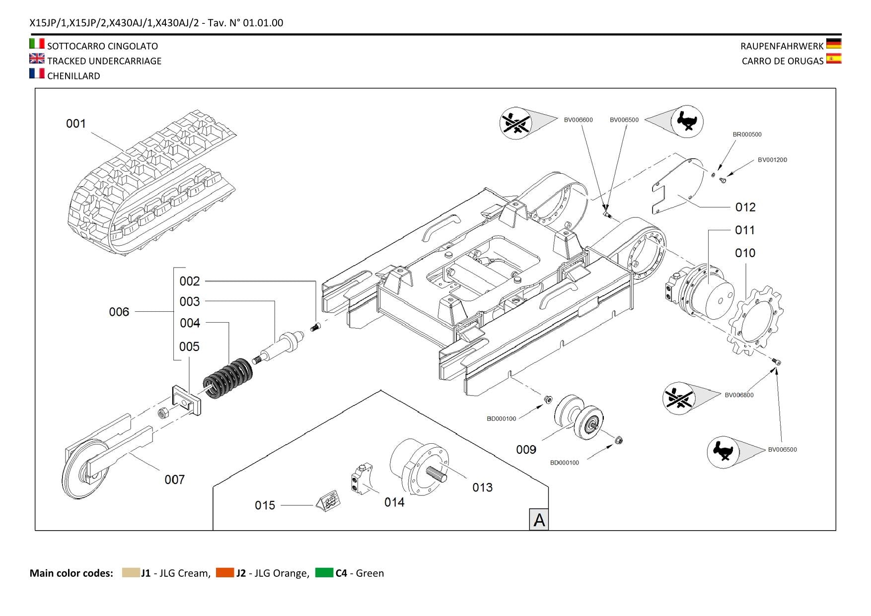 Catálogo de piezas de la pluma sobre orugas compacta JLG GEN1 X15JP GEN1 430AJ Manual en varios idiomas