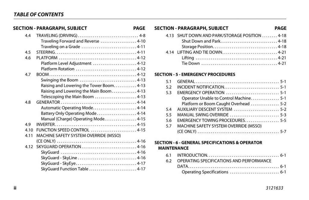 Manual del operador de mantenimiento y operación de la plataforma elevadora JLG H340AJ 3121633