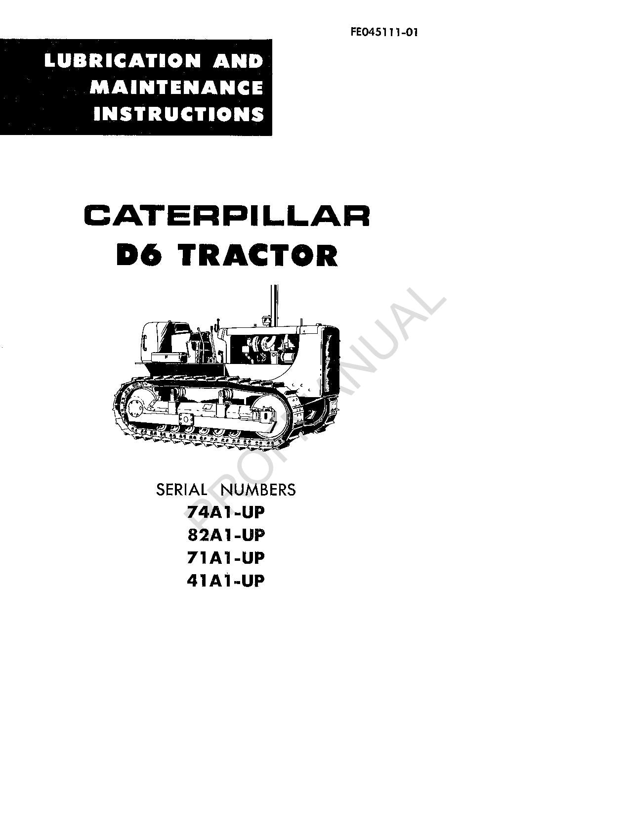 Caterpillar D6 Tractor Lubrication Maintenance Manual FE045111