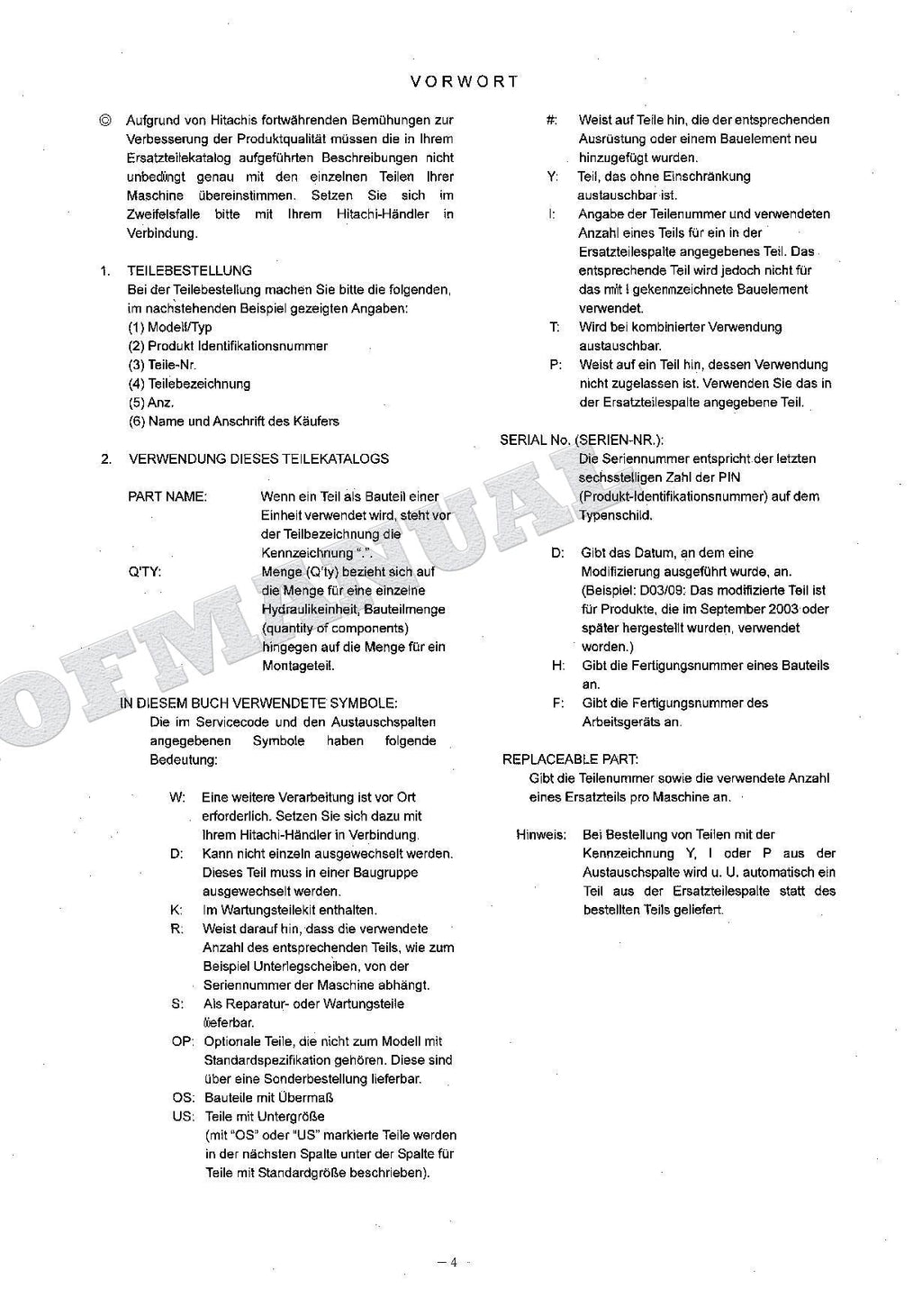 HITACHI ZAXIS ZX180LC-3 Innner Excavator Parts Catalog Manual