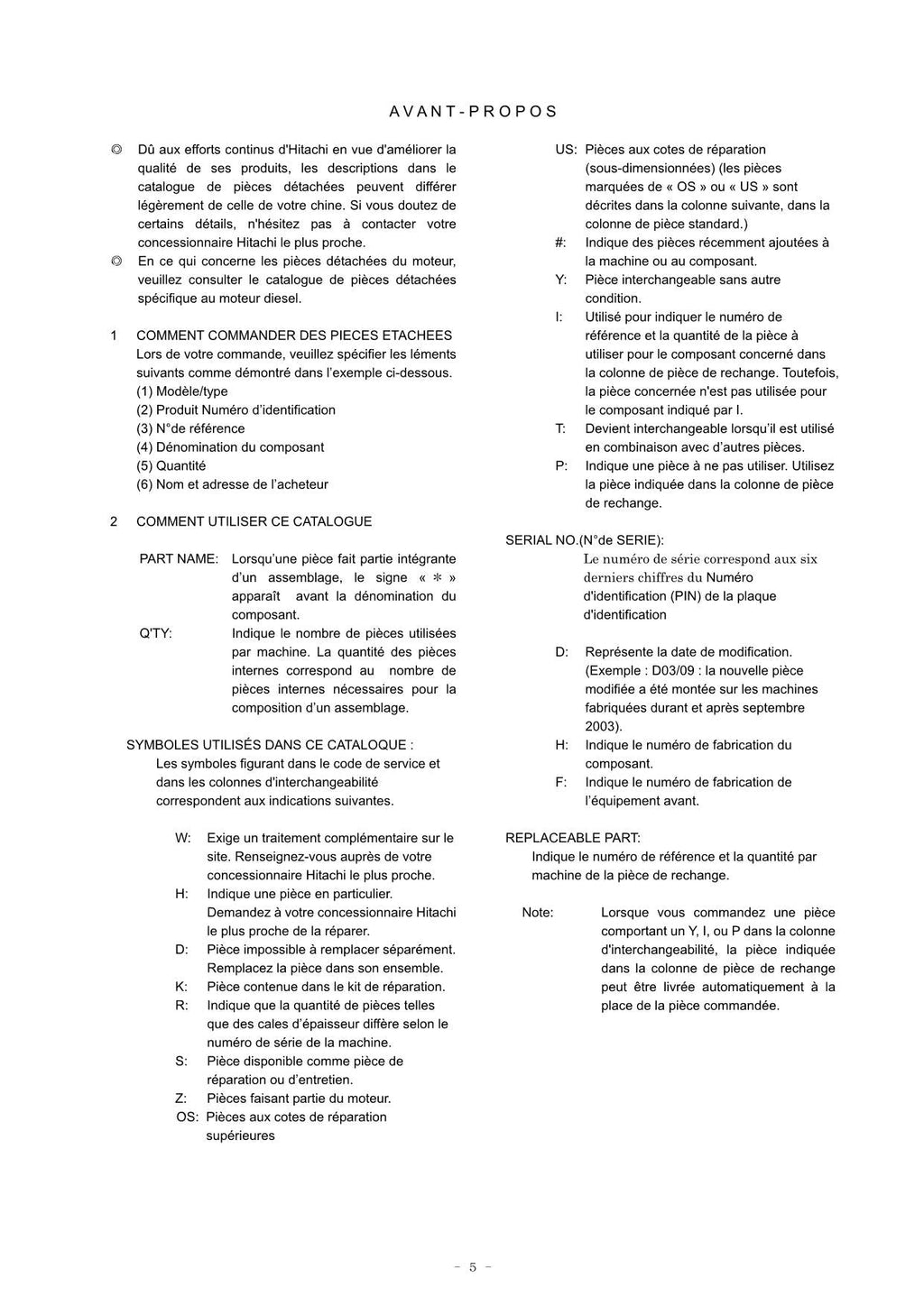 Hitachi ZW50-5B Wheel Loader Parts Catalog Manual SN 010001-up