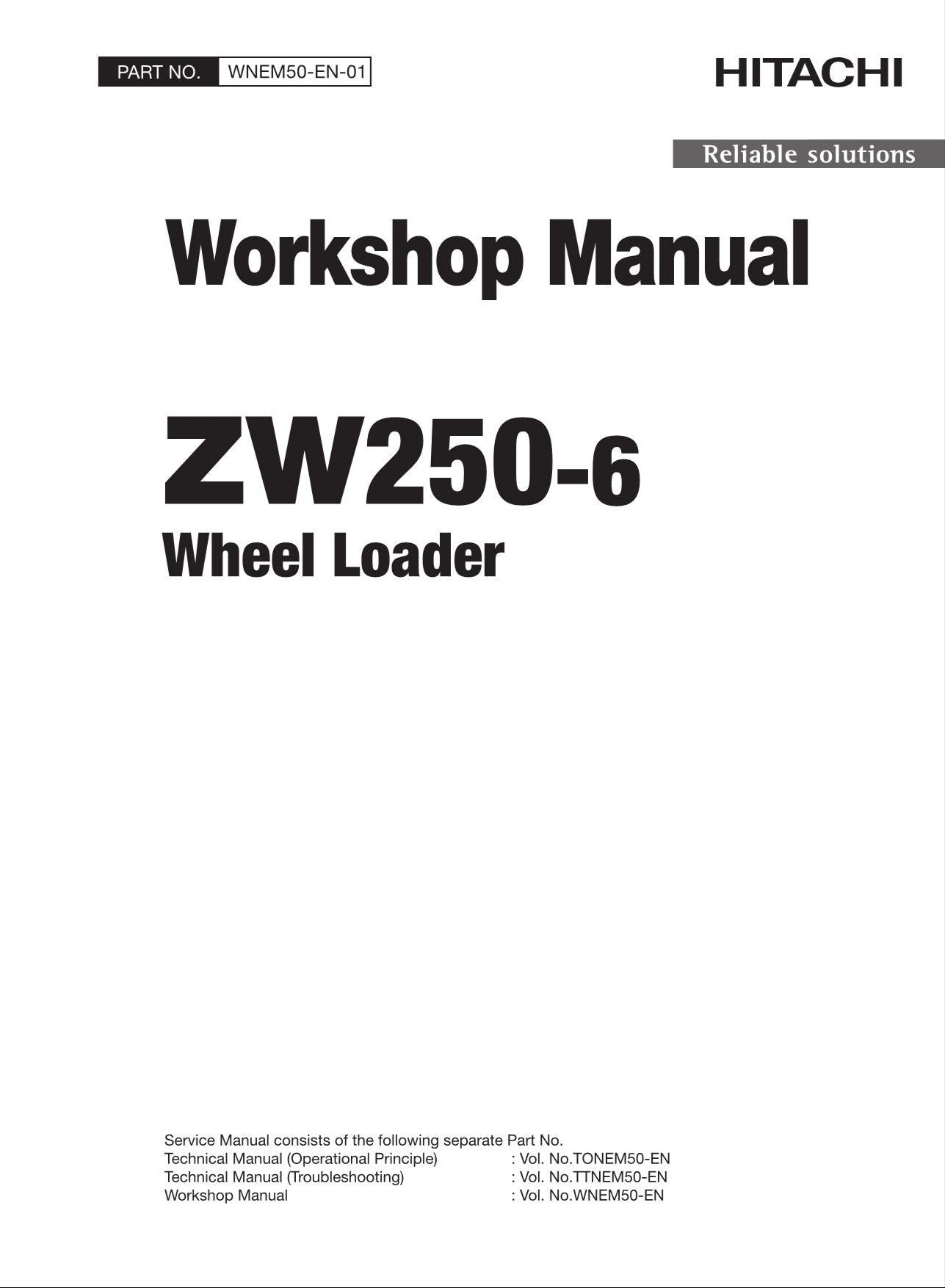 Hitachi ZW250-6 Wheel Loader Workshop Manual