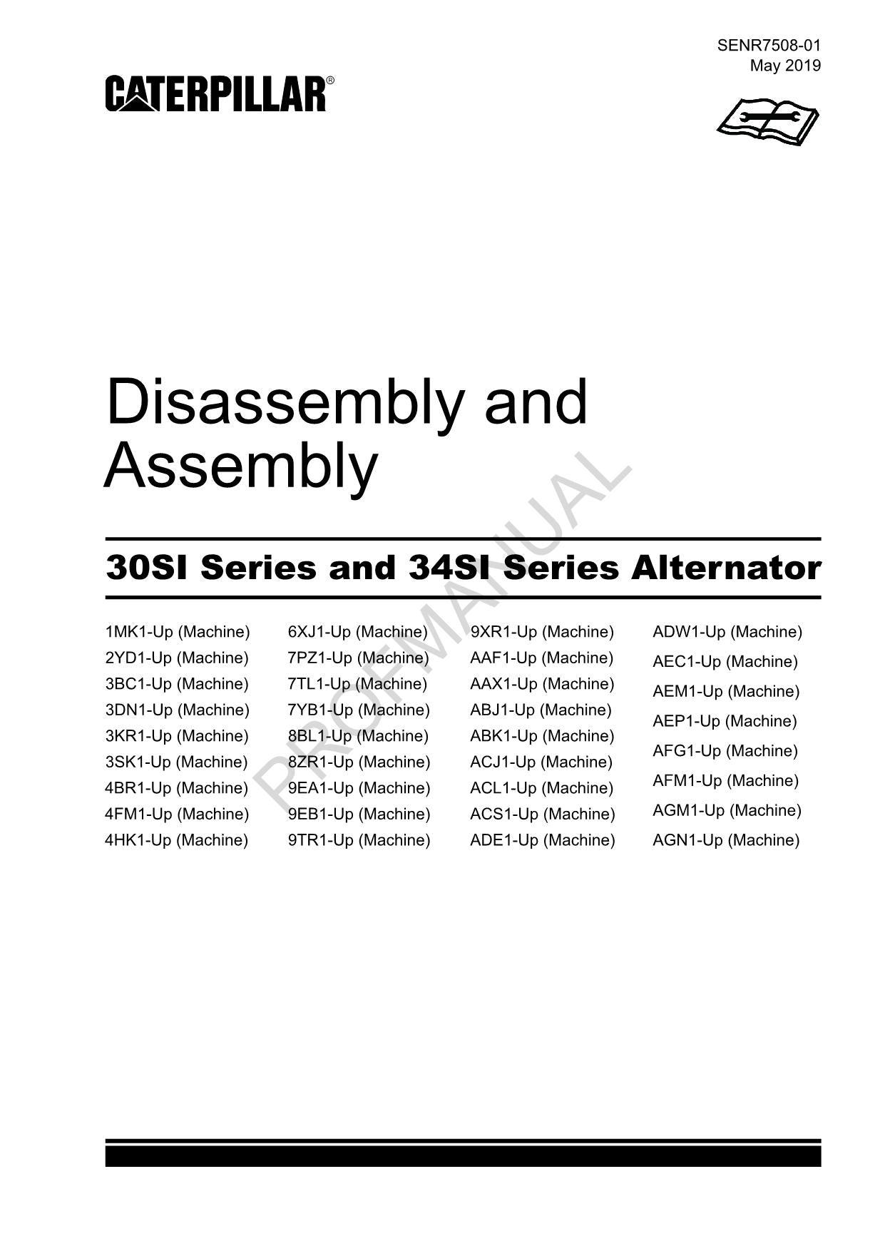 Manual de desmontaje y montaje del alternador Caterpillar CAT serie 30SI serie 34SI