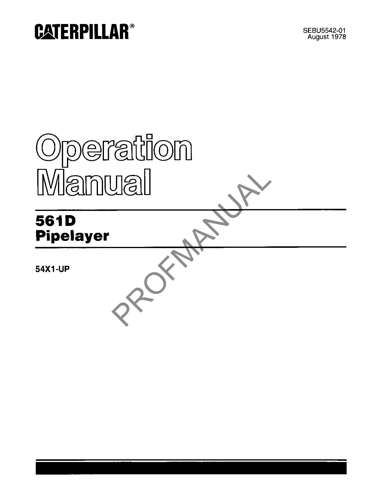 Manual de mantenimiento del operador del tiendetubos Caterpillar 561D SEBU5542