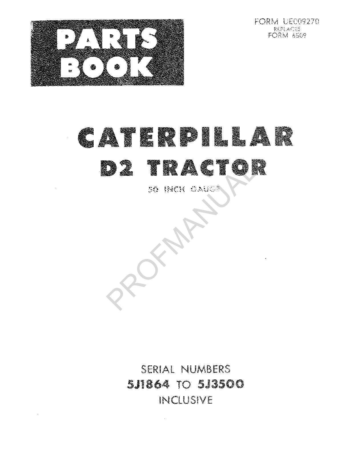 Caterpillar Cat D2 Tractor Parts Catalog Manual ser 5J1864-3500