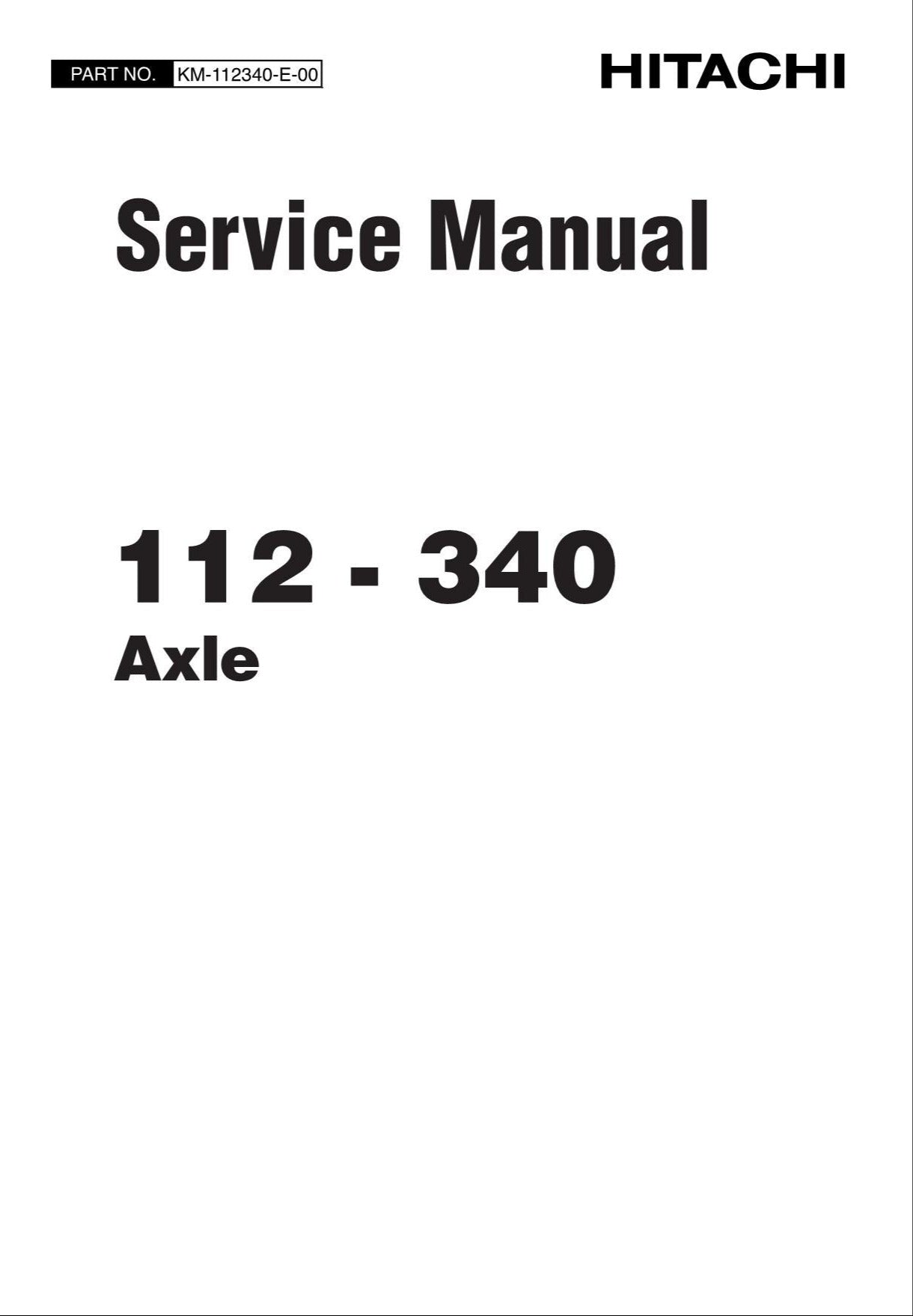 Hitachi 112-340 Axle Wheel Loader Service Manual
